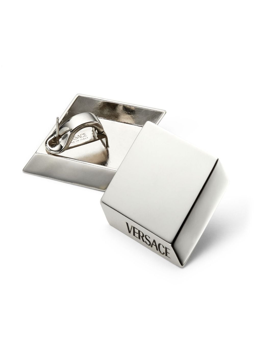 logo-engraved rhombus stud earrings - 2