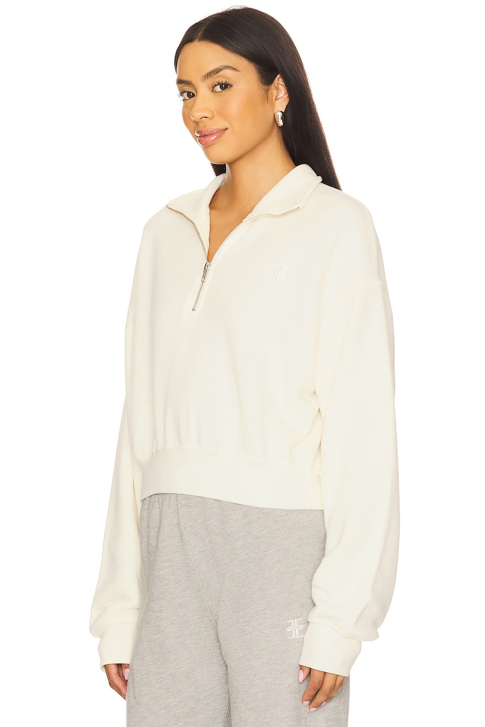 Cropped Half Zip Sweatshirt - 2