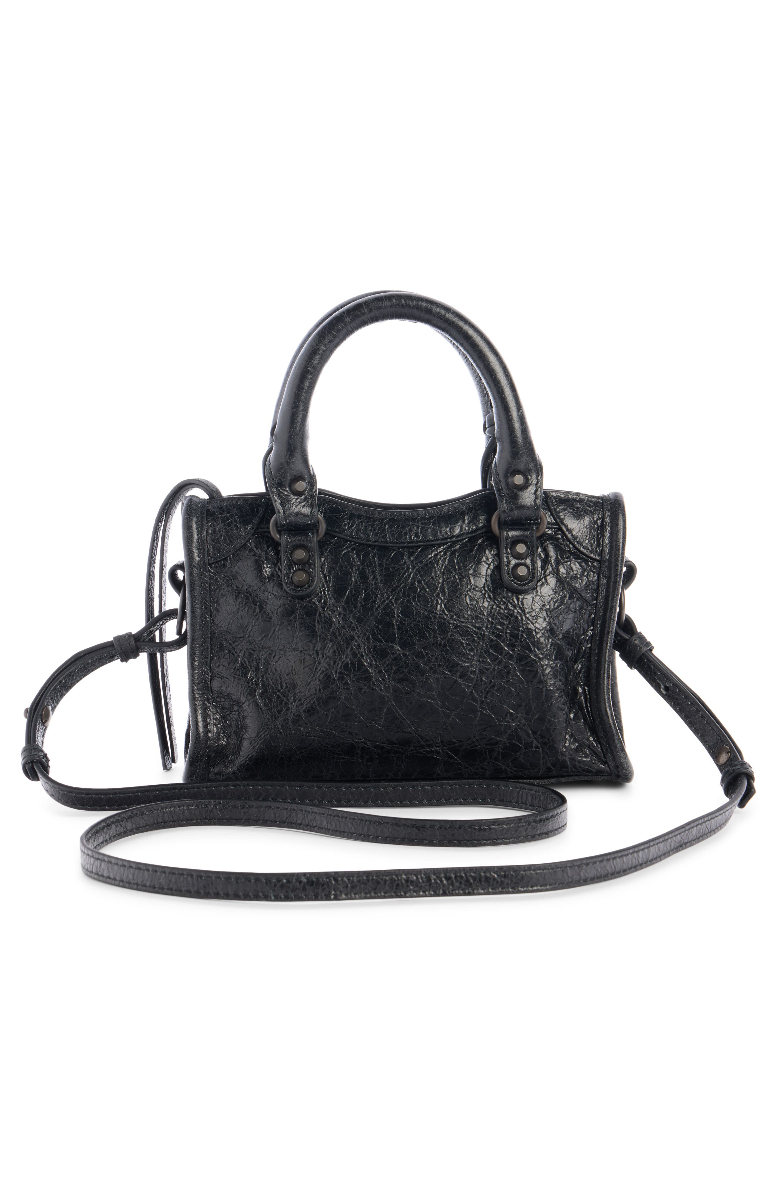 Balenciaga Nano Le City Leather Convertible Crossbody Bag in 1000 Black at Nordstrom - 3