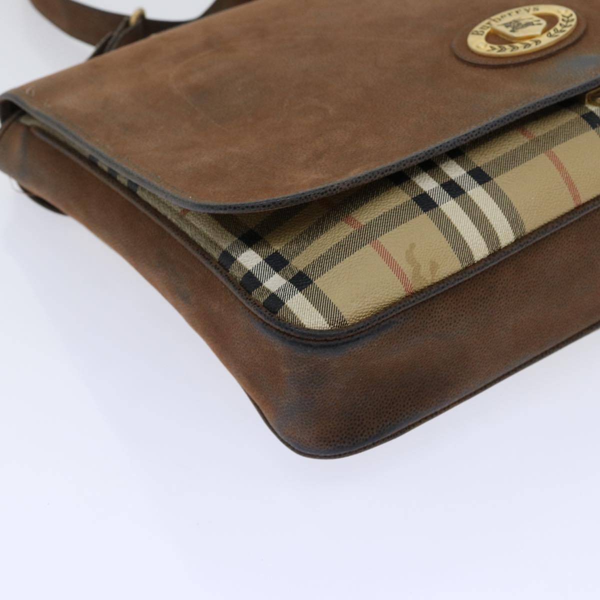 Burberry Nova Check Business Bag Pvc Leather Beige - 14
