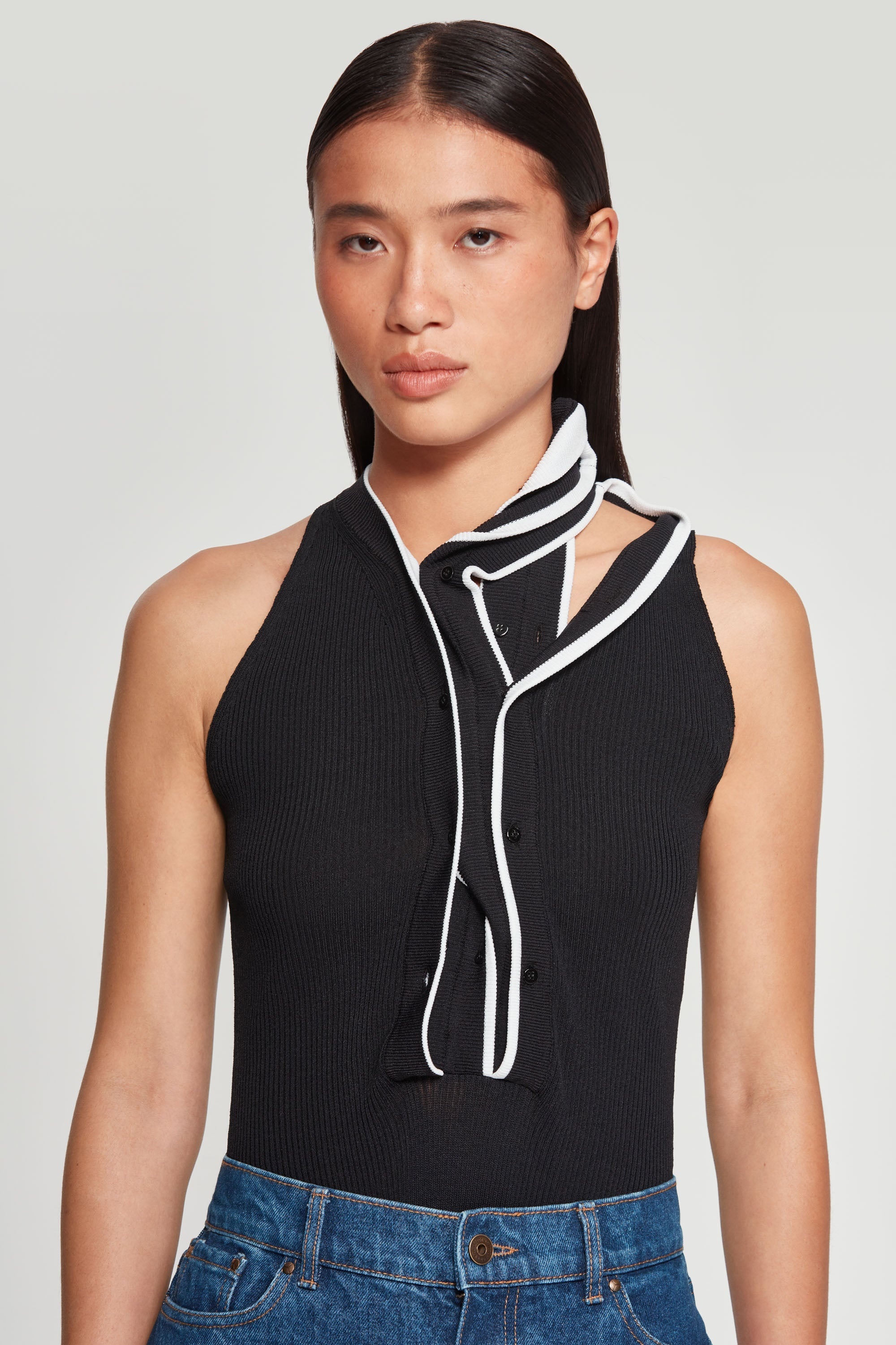 Triple Neck Knit Bodysuit - 3