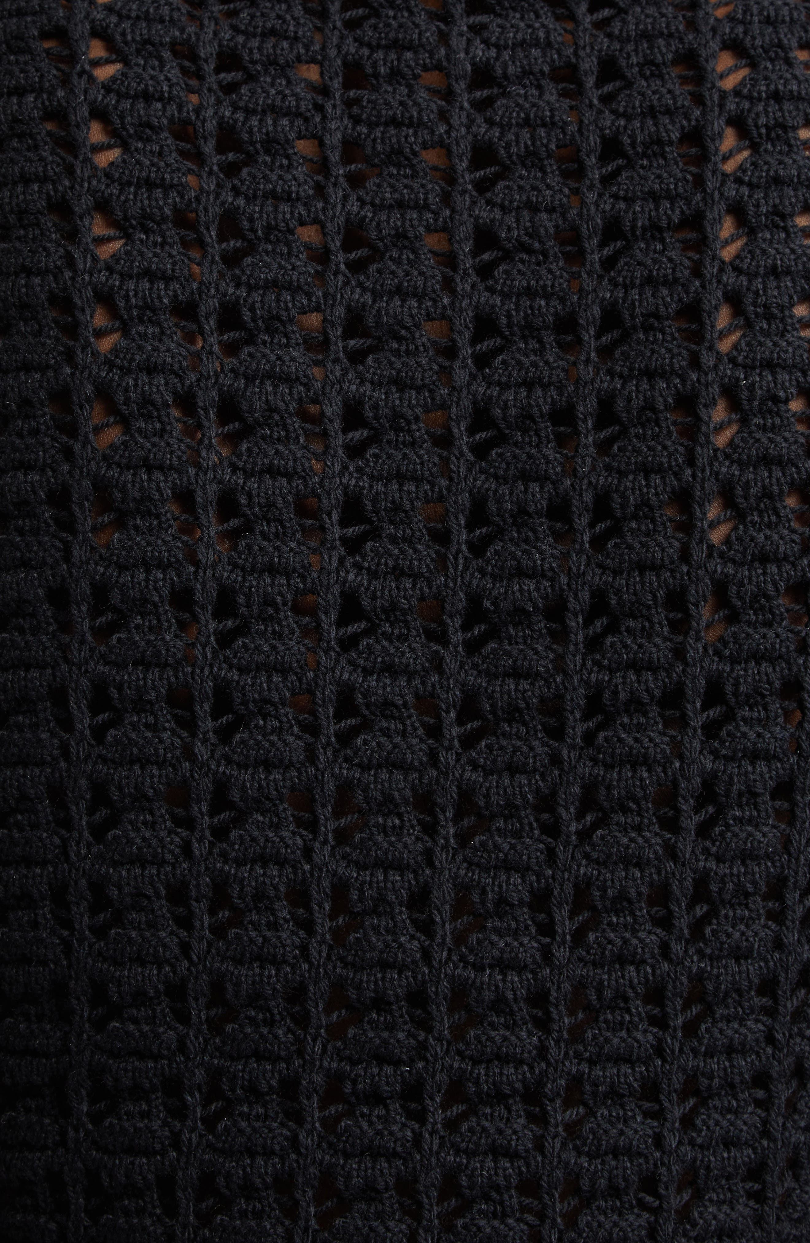 Dolce&Gabbana Lace Stitch Virgin Wool Polo Sweater in N0000 Nero at Nordstrom - 7
