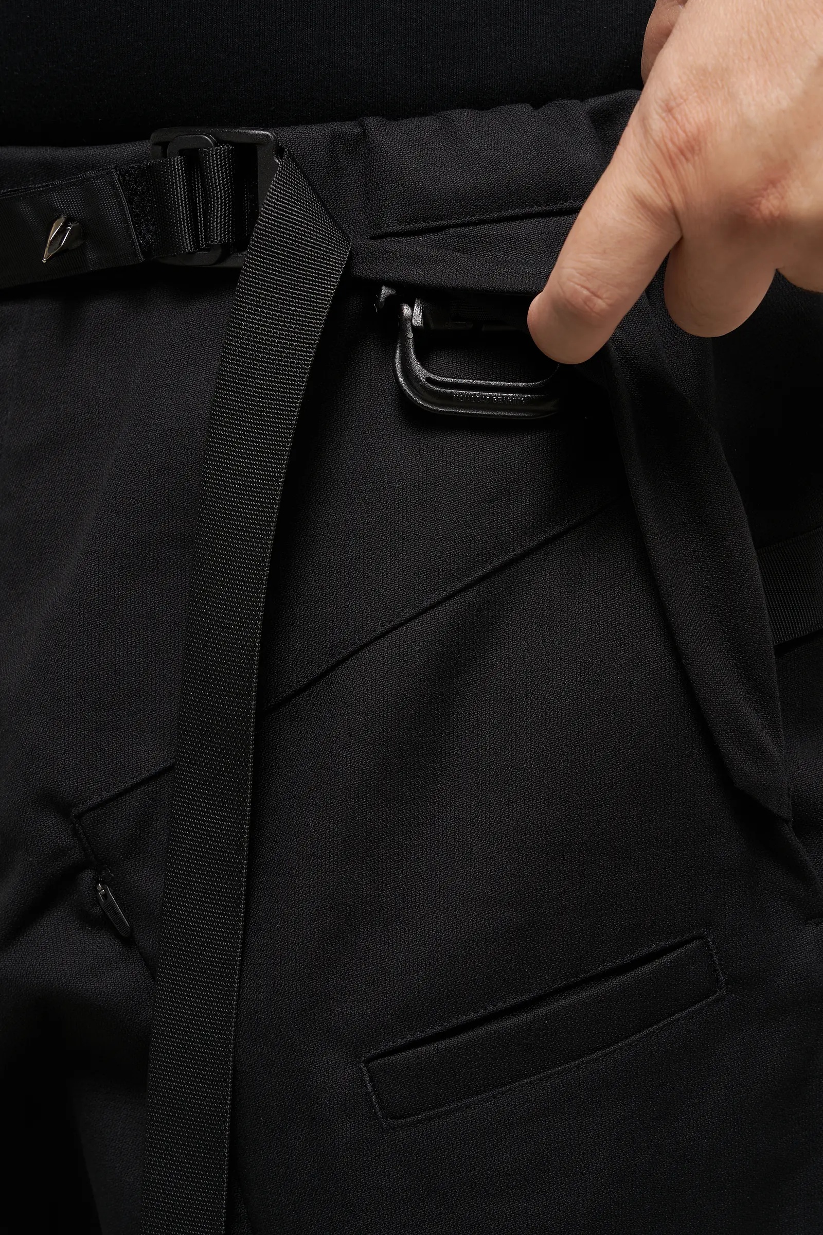 P55-KI Cotton Web Belt Vent Pants Black - 20