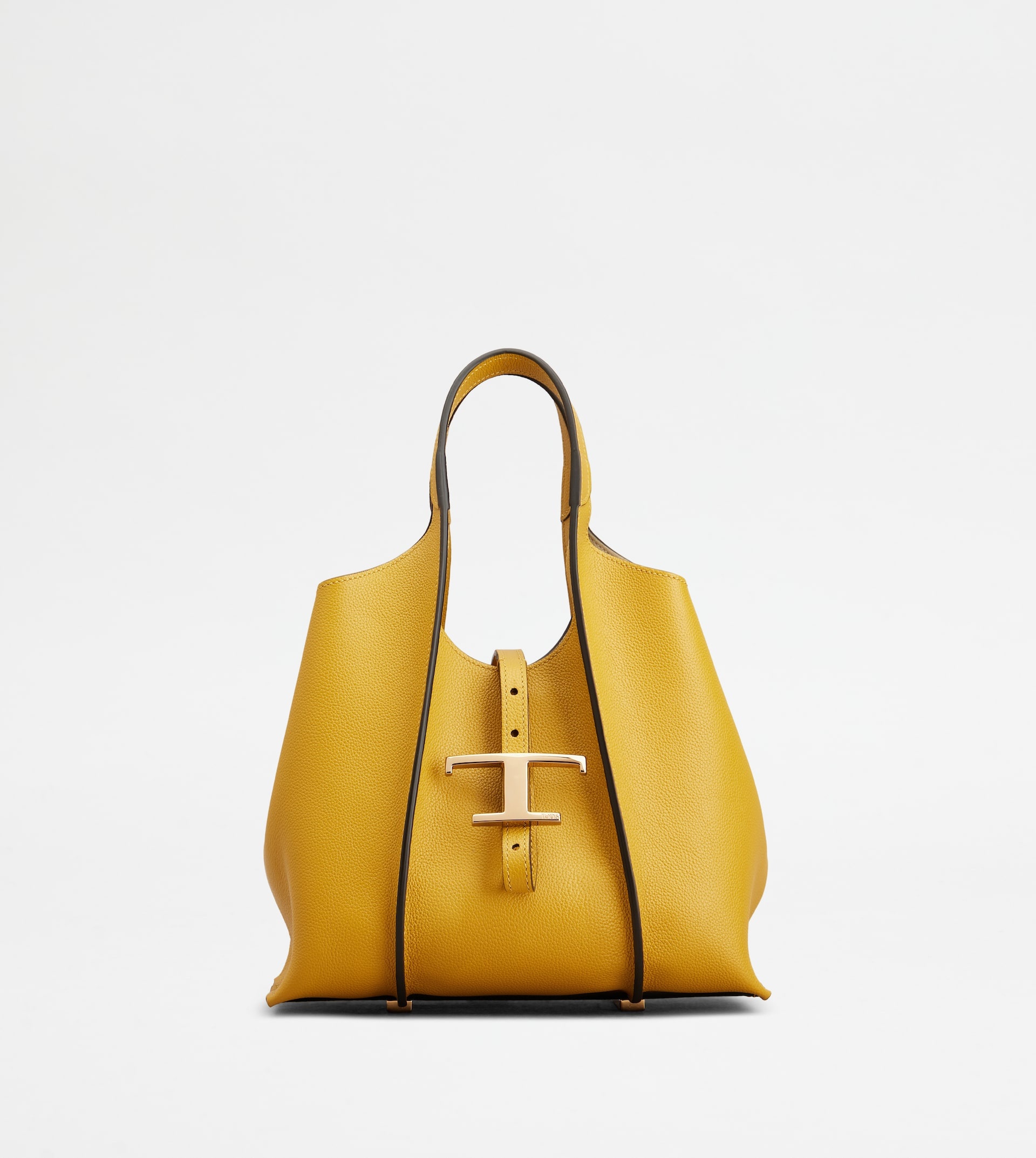 T TIMELESS SHOPPING BAG IN LEATHER MINI - YELLOW - 1