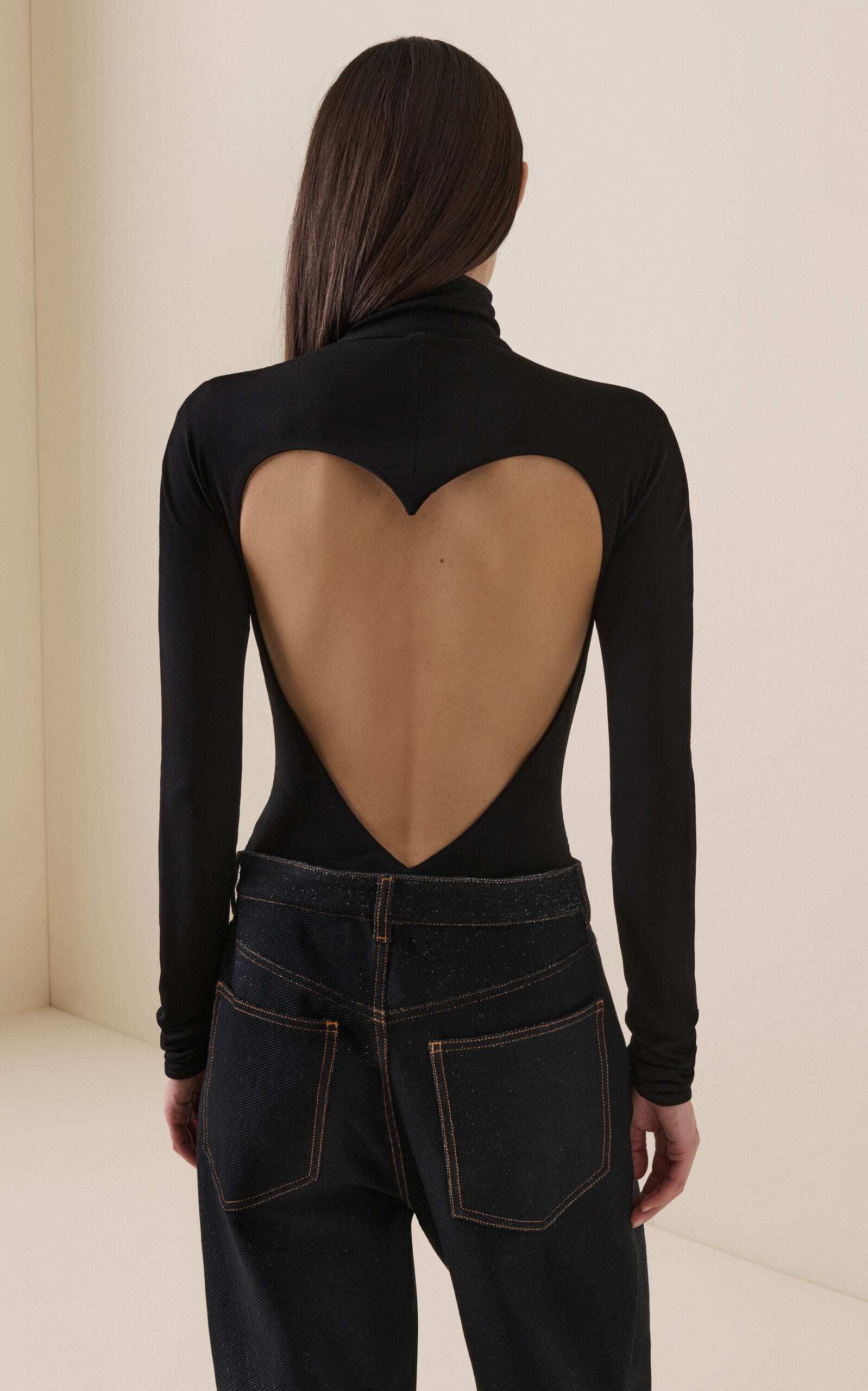 Heart Cut-Out Jersey Bodysuit black - 3