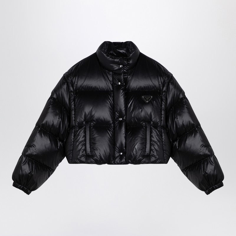 Prada Prada Black Convertible Re-Nylon Bomber Jacket Women luosophy  REVERSIBLE