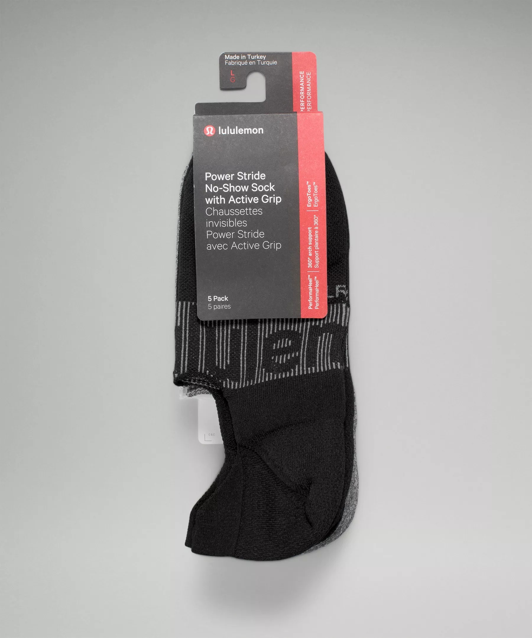 Men's Power Stride No-Show Socks with Active Grip *5 Pack - 4