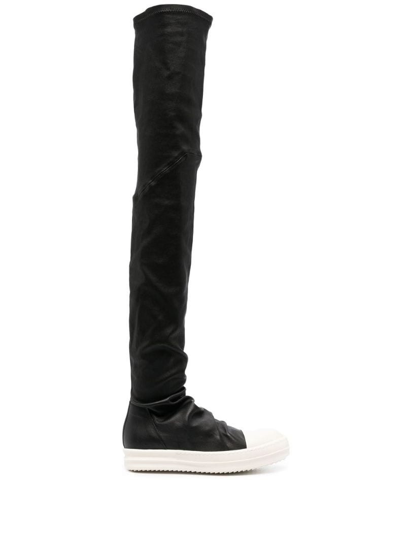 thigh-high leather sneaker boots - 1