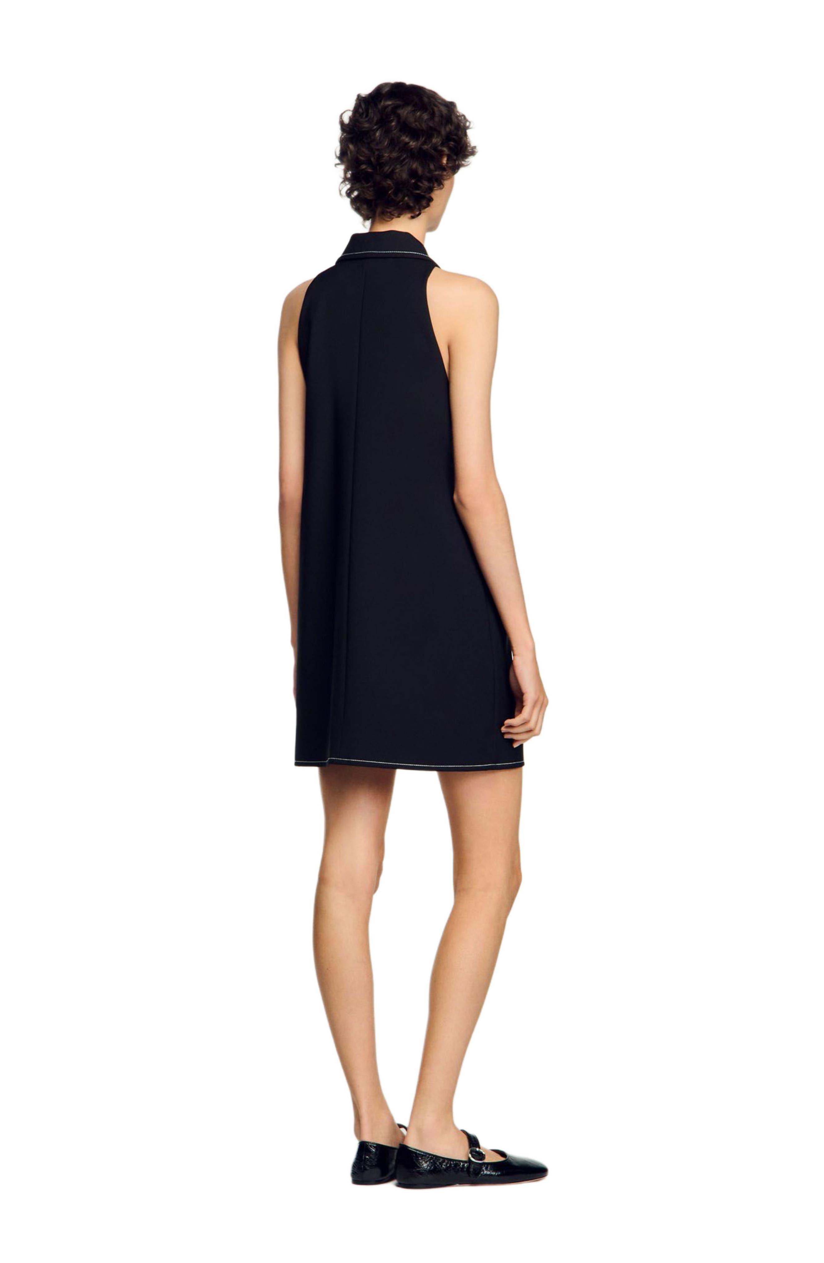 SANDRO Peter Pan collar short dress in Black at Nordstrom - 2