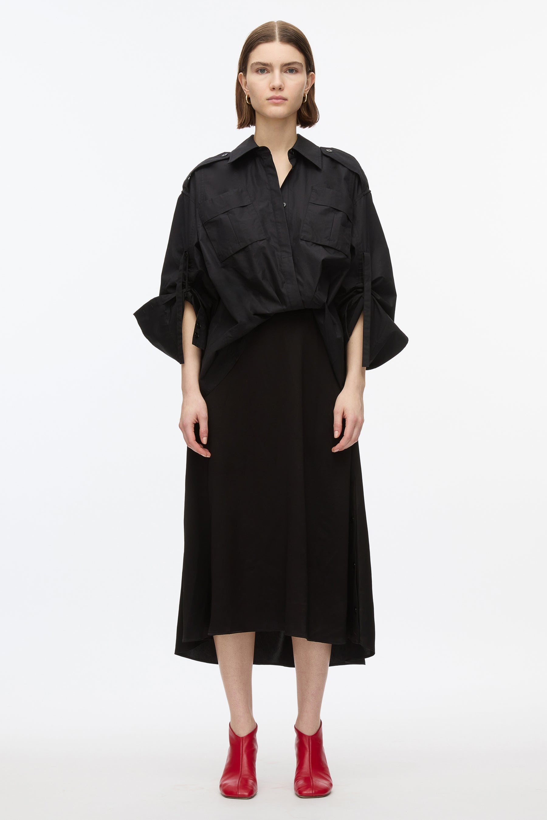 Draped Shirt Combo Slip Dress - 2