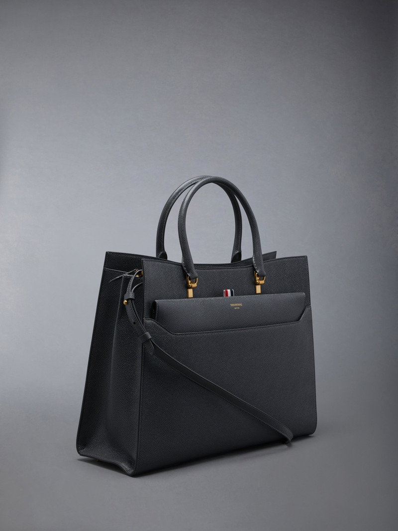 Thom Browne Pebble Grain Leather Large Duet Tote outlook