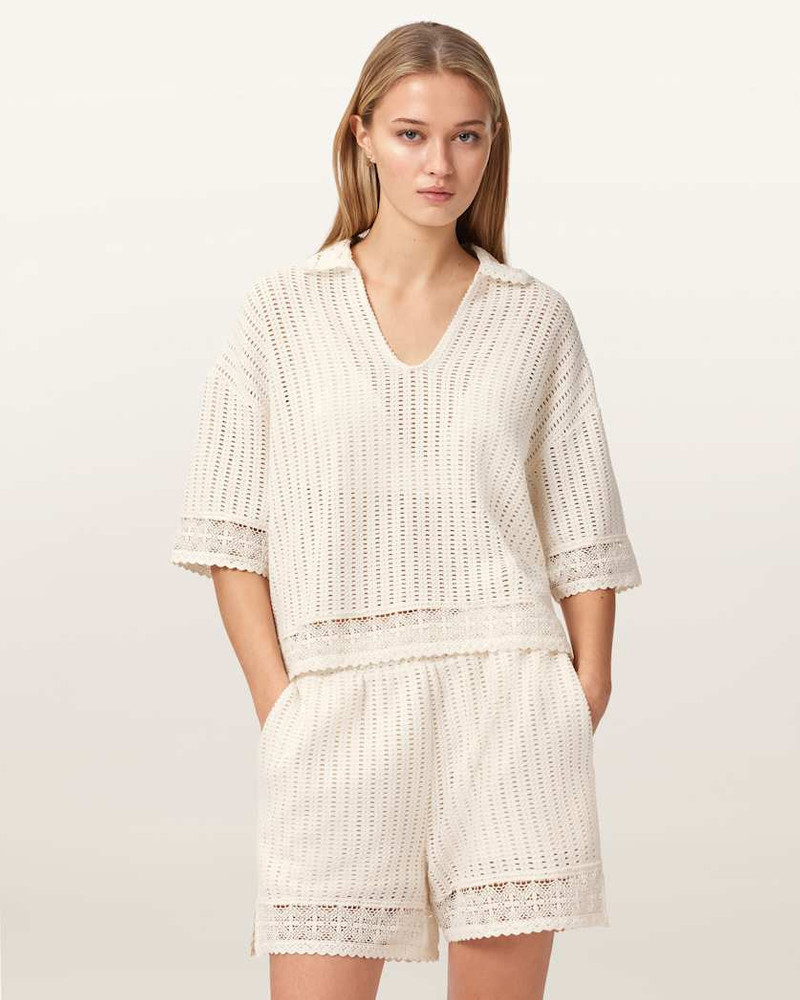 ALLSAINTS ELMA CROCHET LACE CROPPED TOP outlook