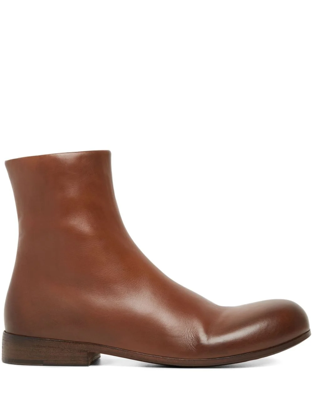 round-toe leather ankle boots - 1