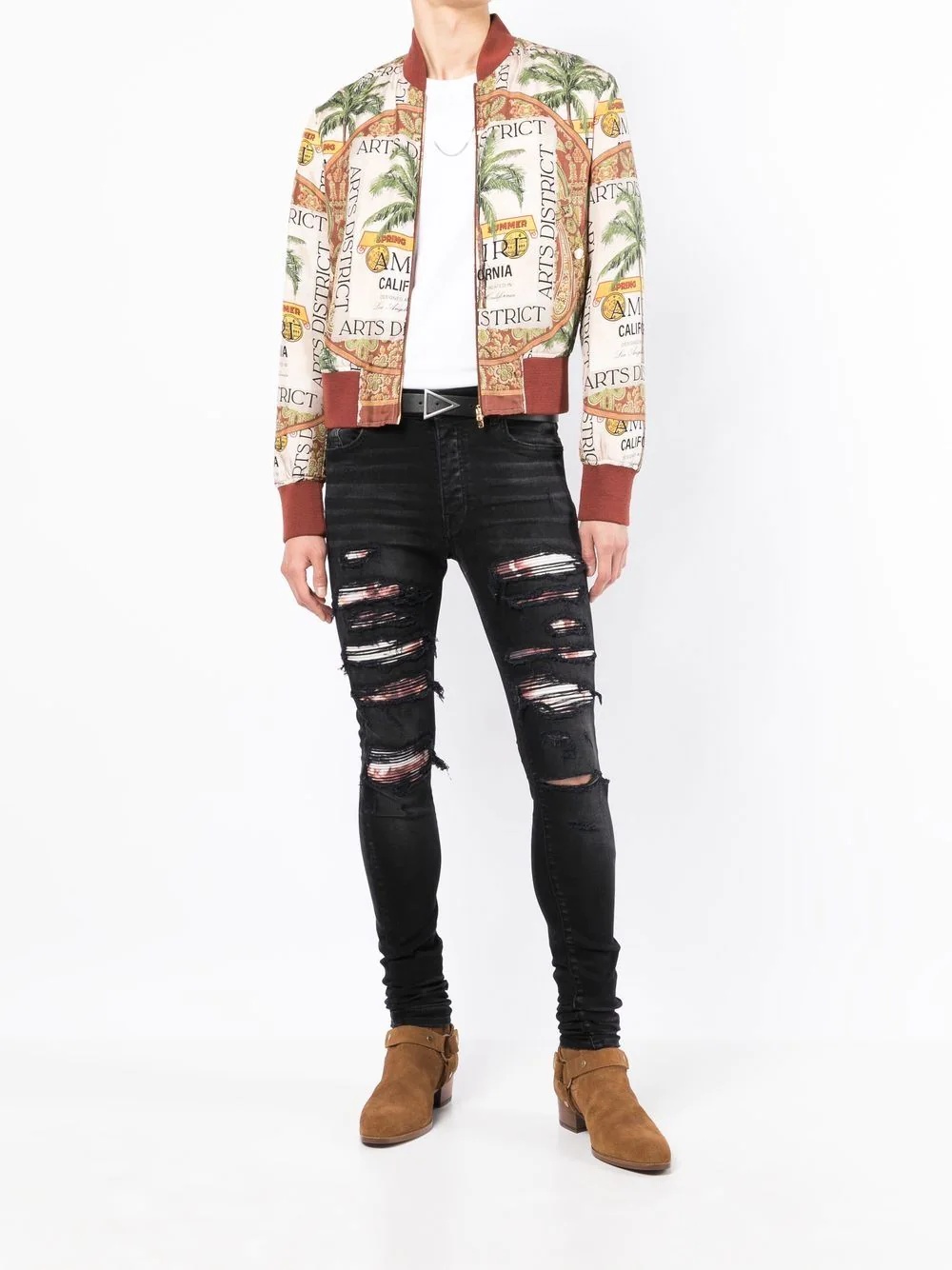 graphic-print silk bomber jacket - 2