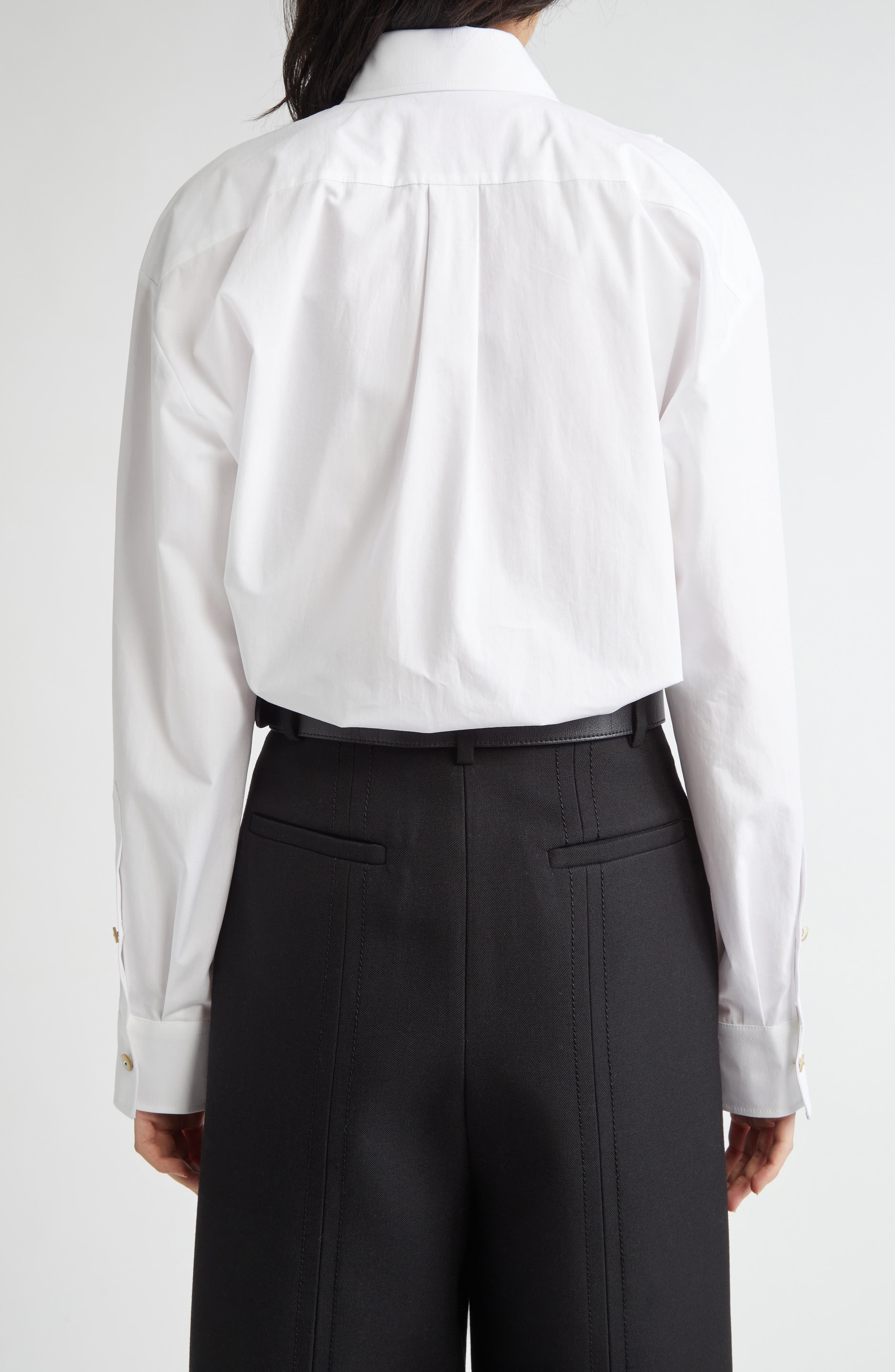 Valentino Garavani Ruffle Bib Cotton Poplin Button-Up Shirt in White at Nordstrom - 3
