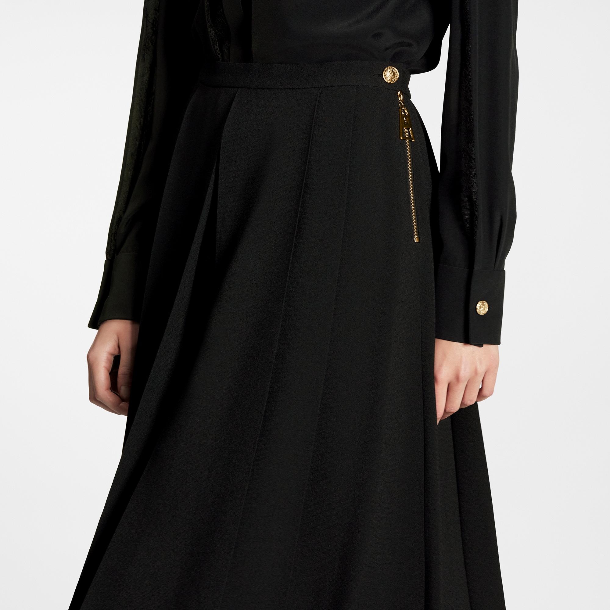 Pleated Crepe Midi Skirt - 4