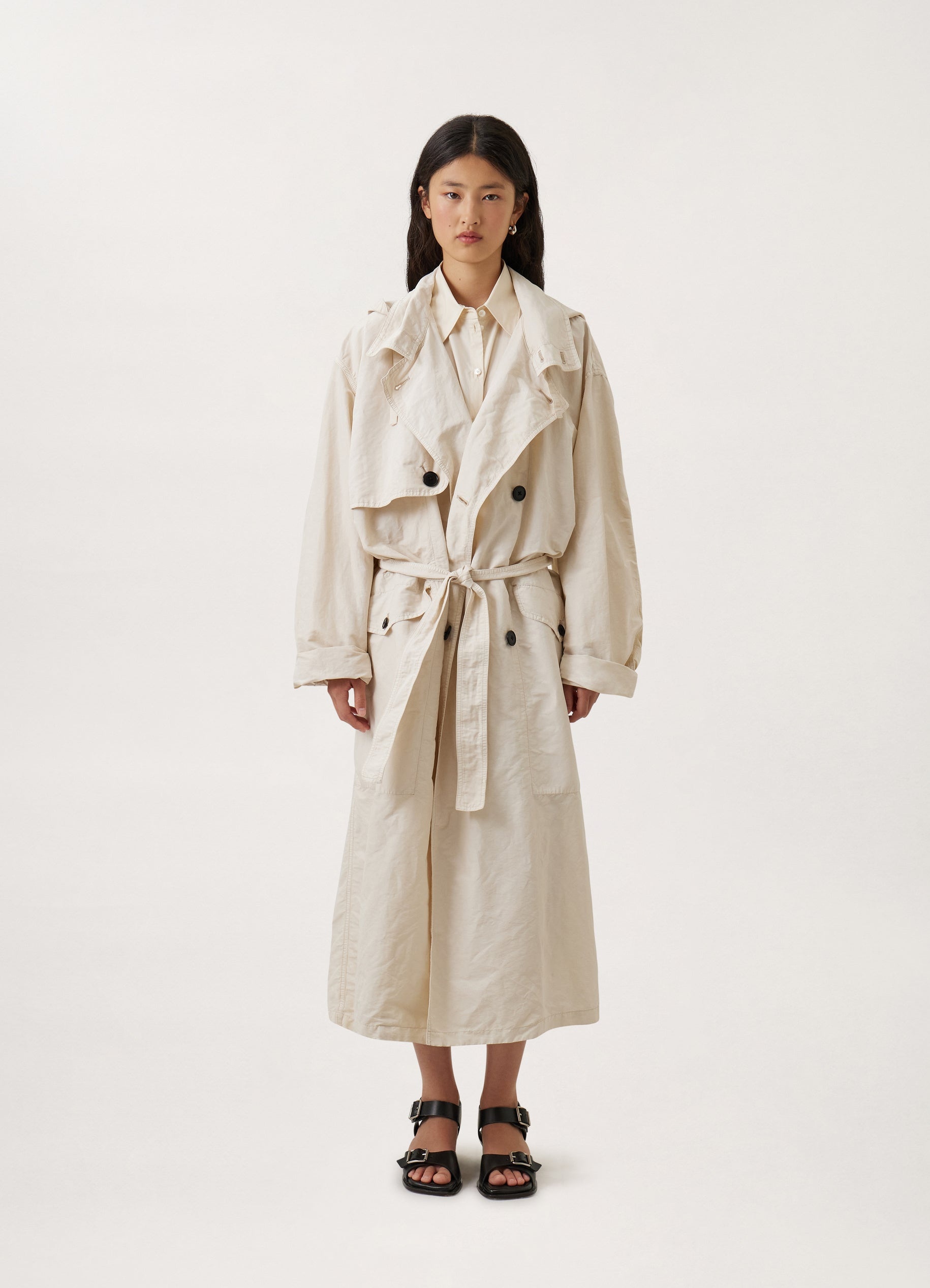 HOODED DOUBLE BREASTED PARKA - 3