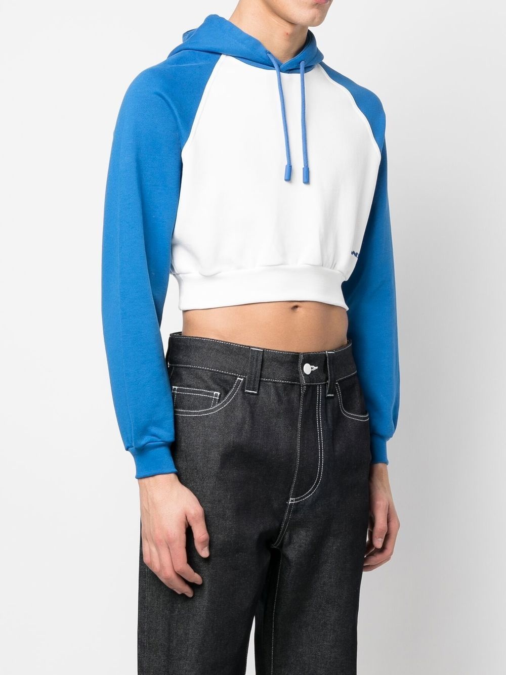 panelled cropped hoodie - 3