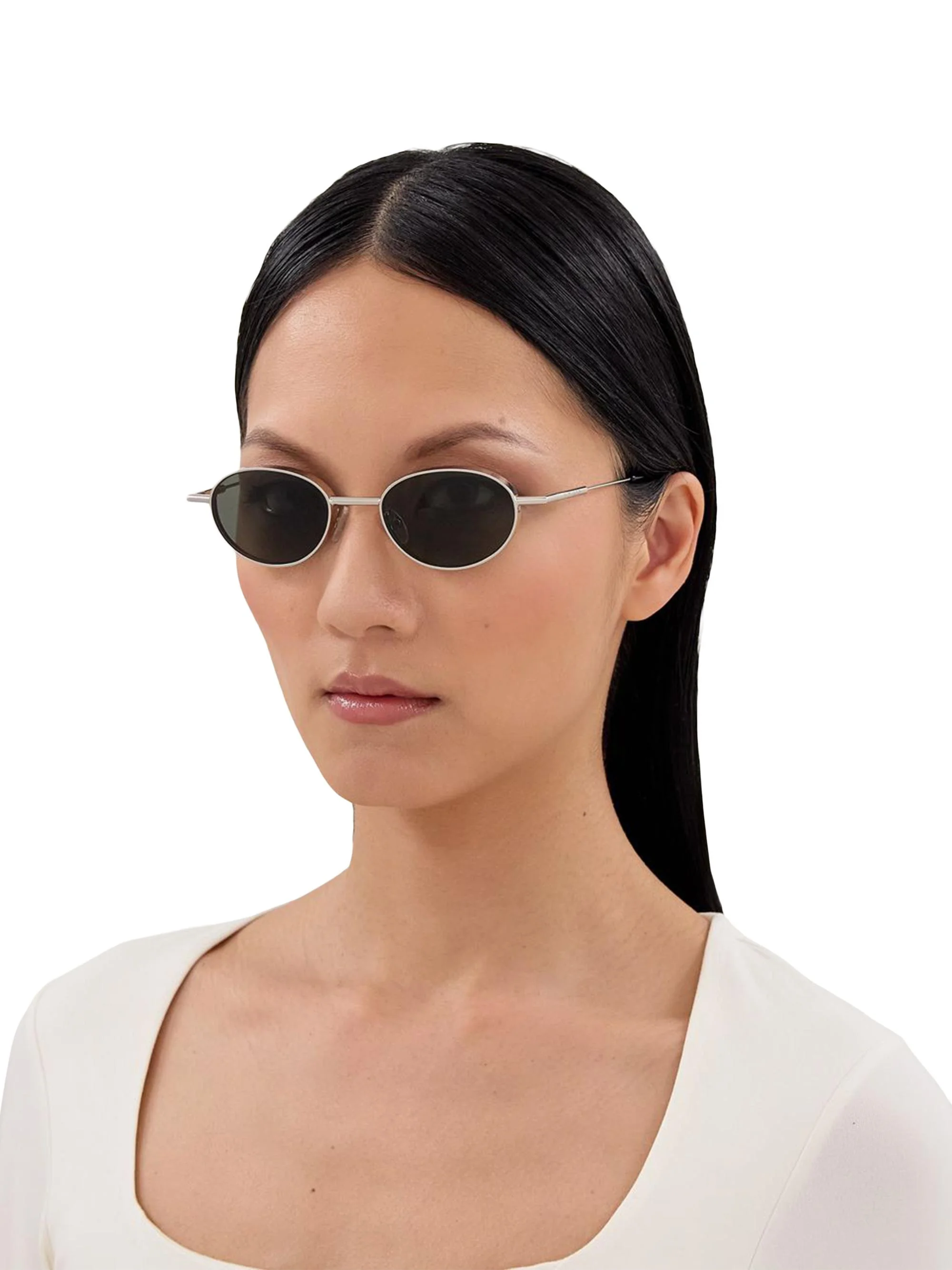 Men's Metal T-Bar 50MM Oval Sunglasses - Silver - 1