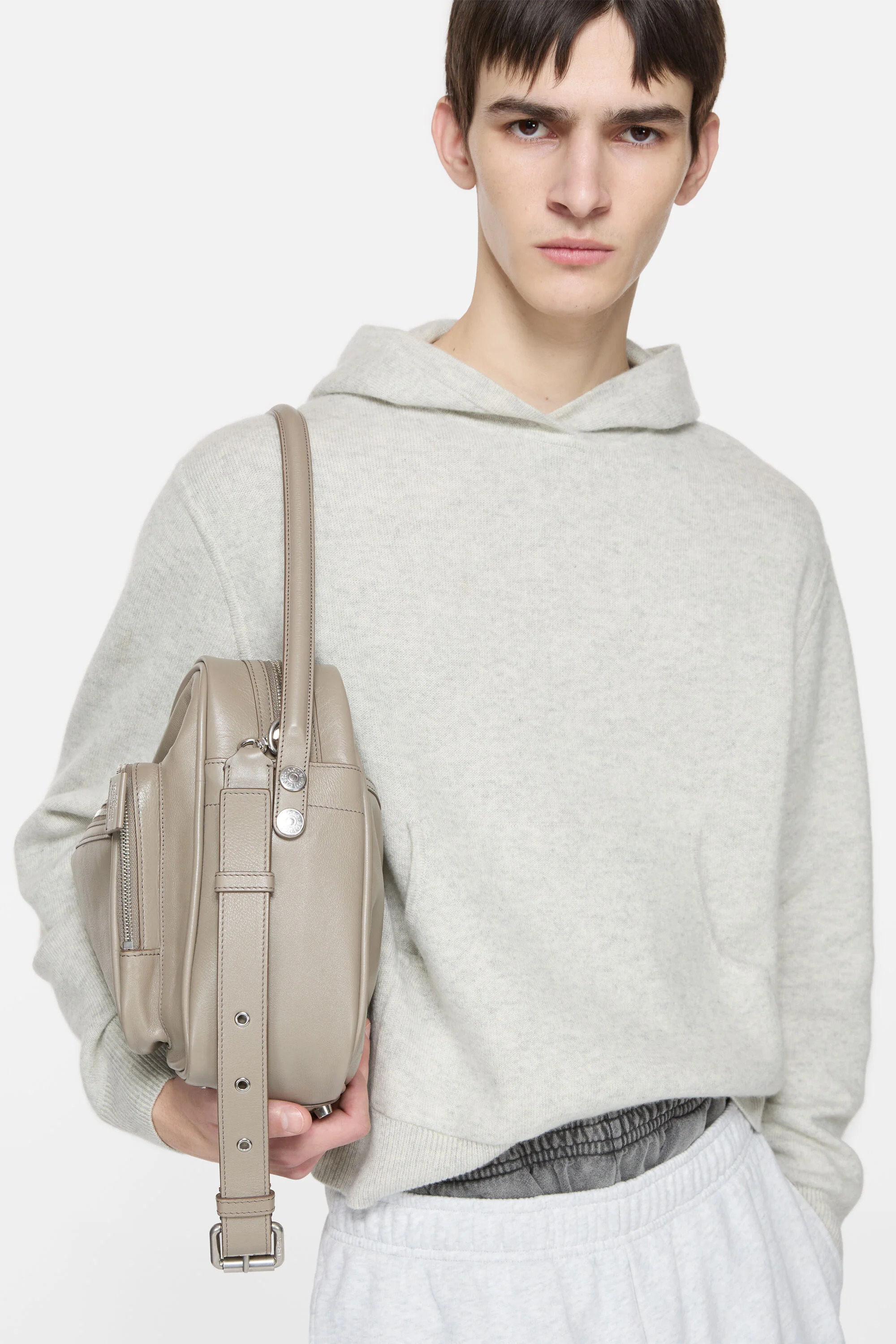Cashmere hoodie - Light Grey Melange - 4