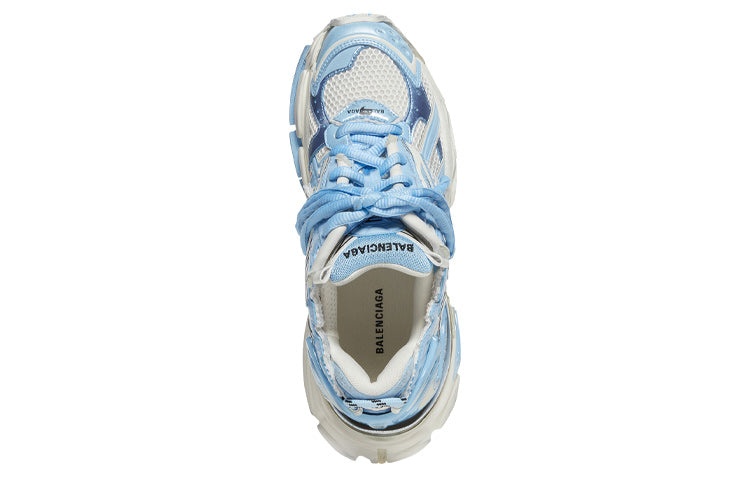 (WMNS) Balenciaga Runner Sneakers 'White Baby Blue Mesh and Nylon' 677402W3RB29744 - 3