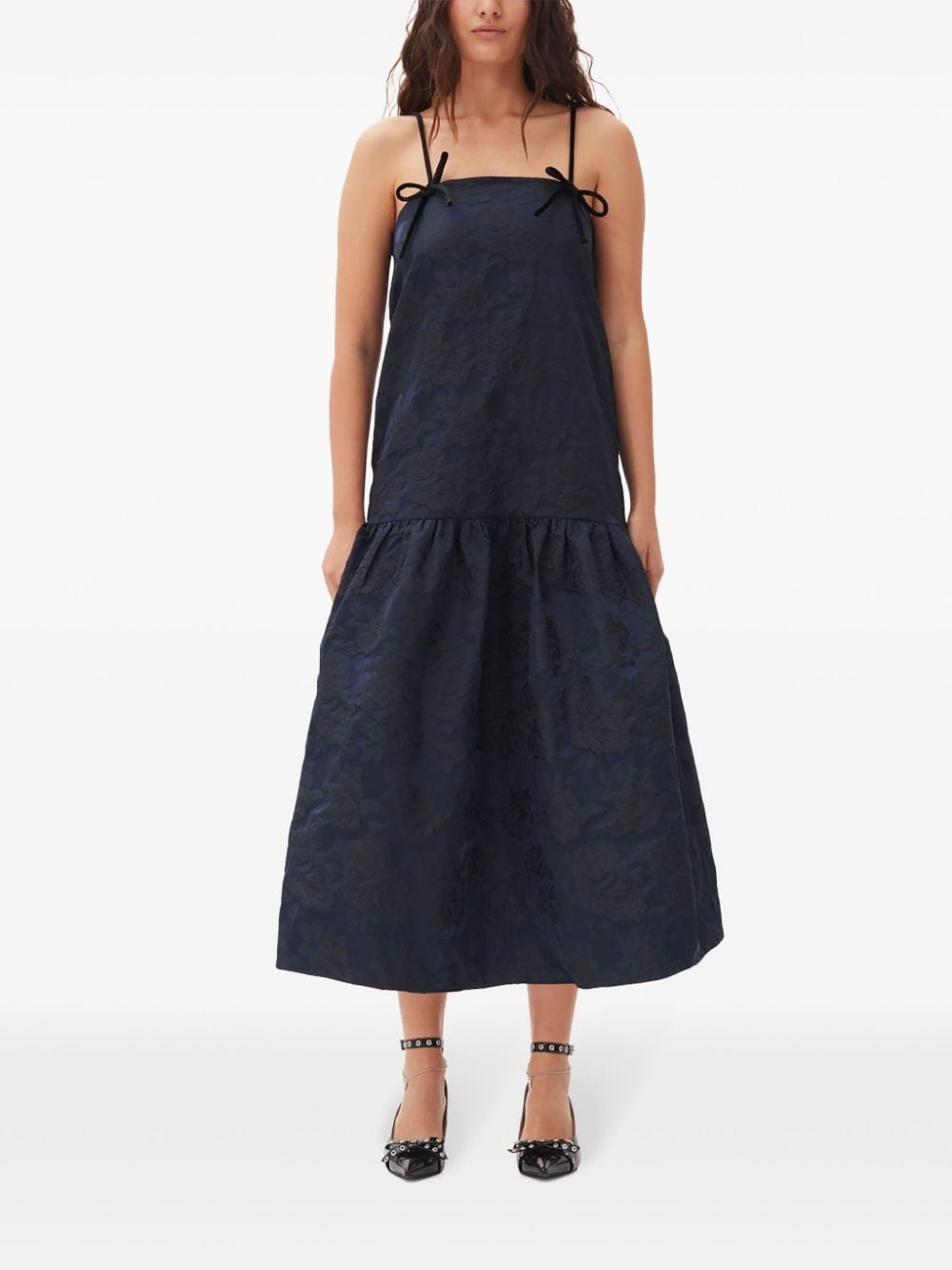 patterned-jacquard midi dress - 2