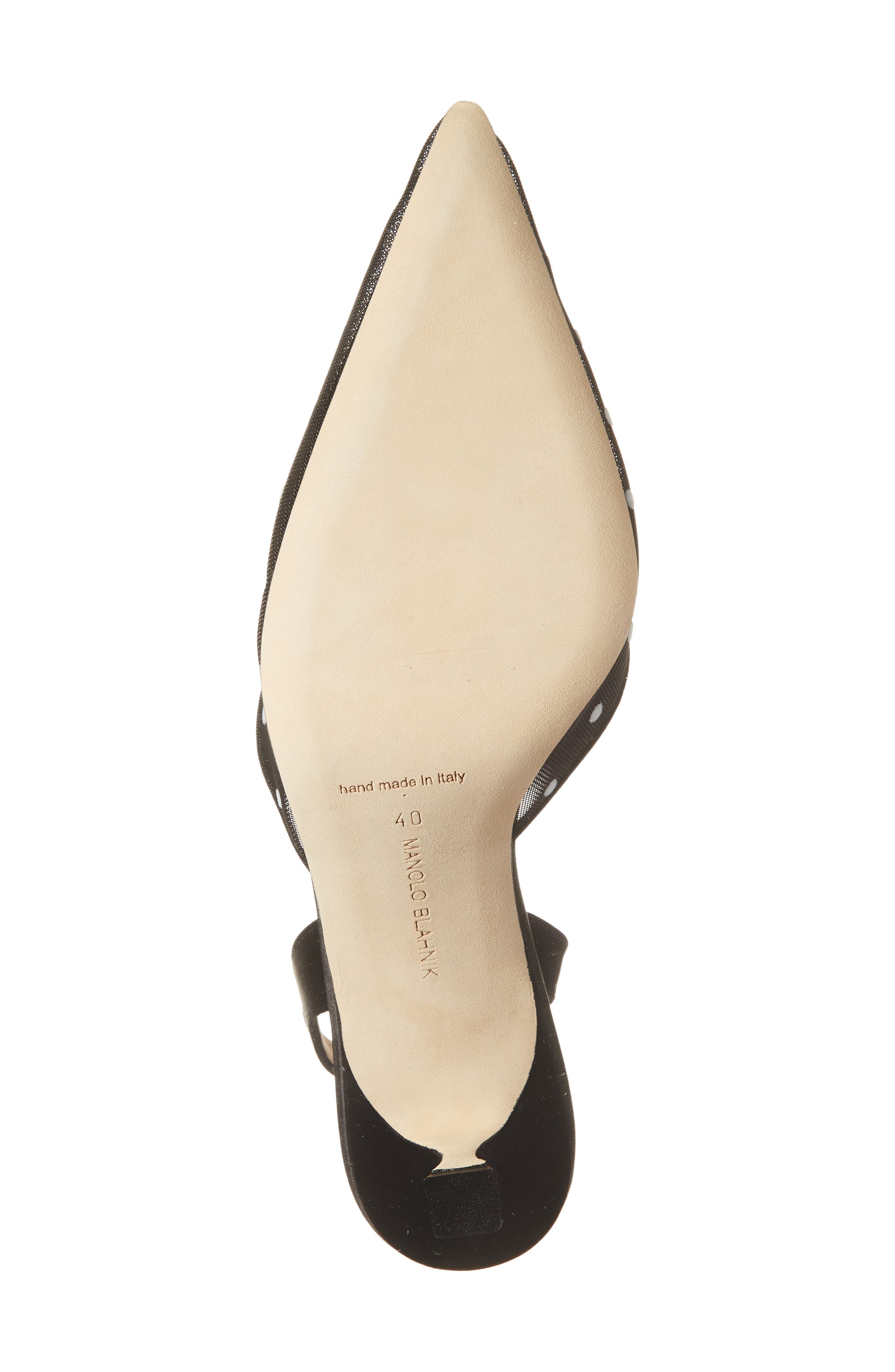 Manolo Blahnik Carolyne Polka Dot Pointed Toe Slingback Pump in Black at Nordstrom - 6