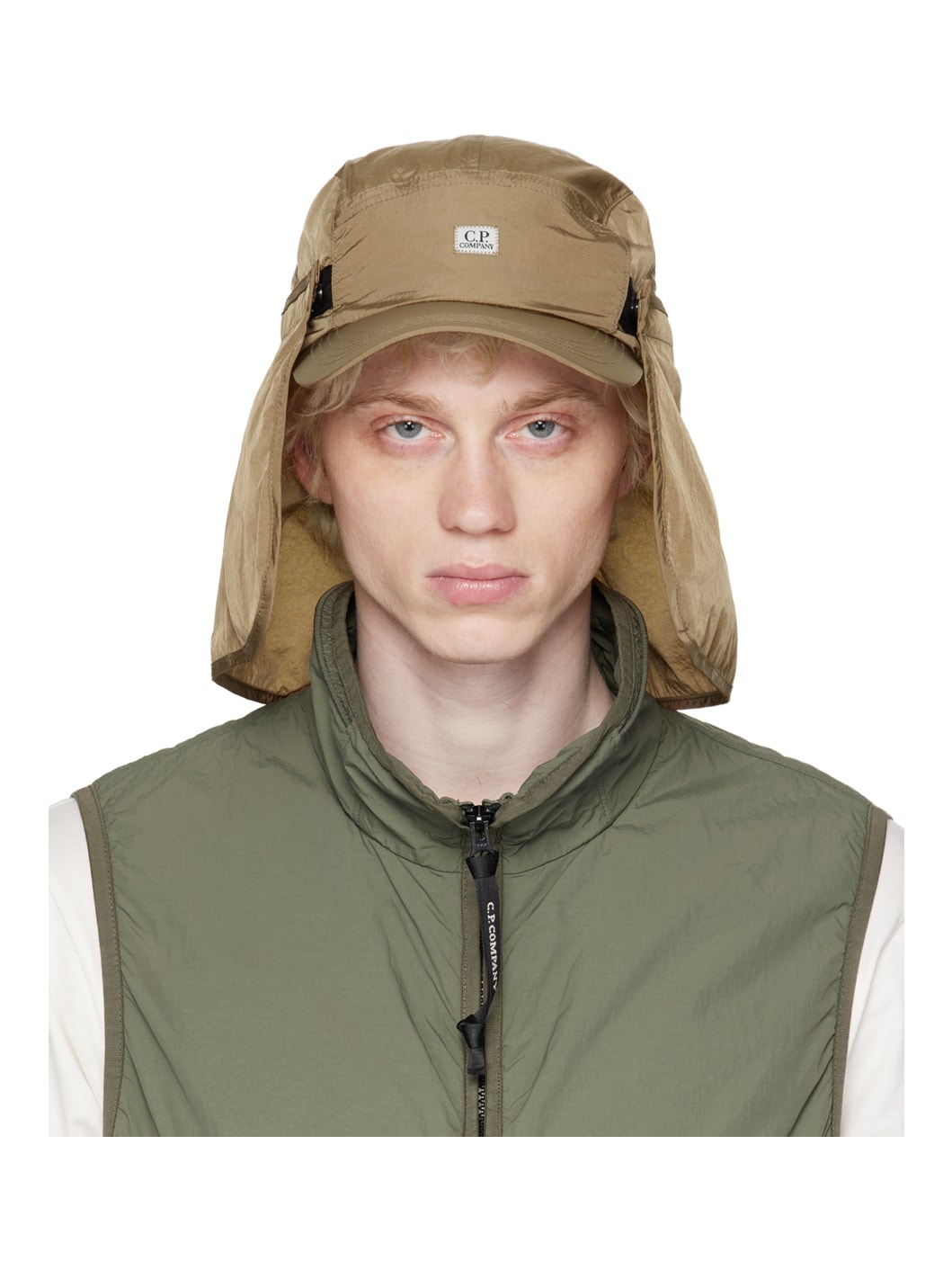 Khaki Chrome-R Neck Flap Cap - 1