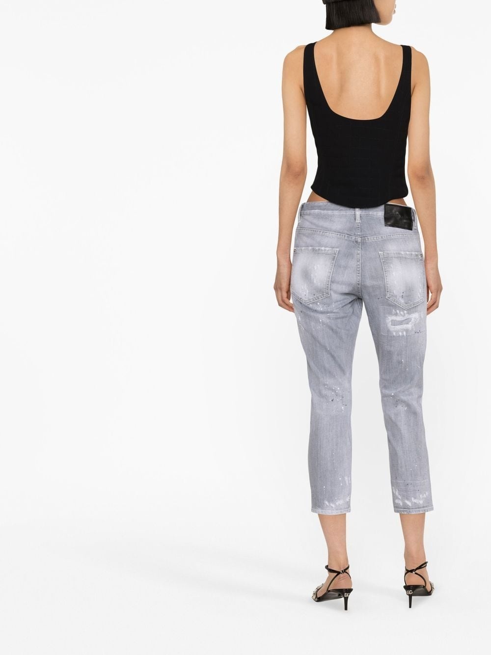 distressed low-rise cropped jeans - 4