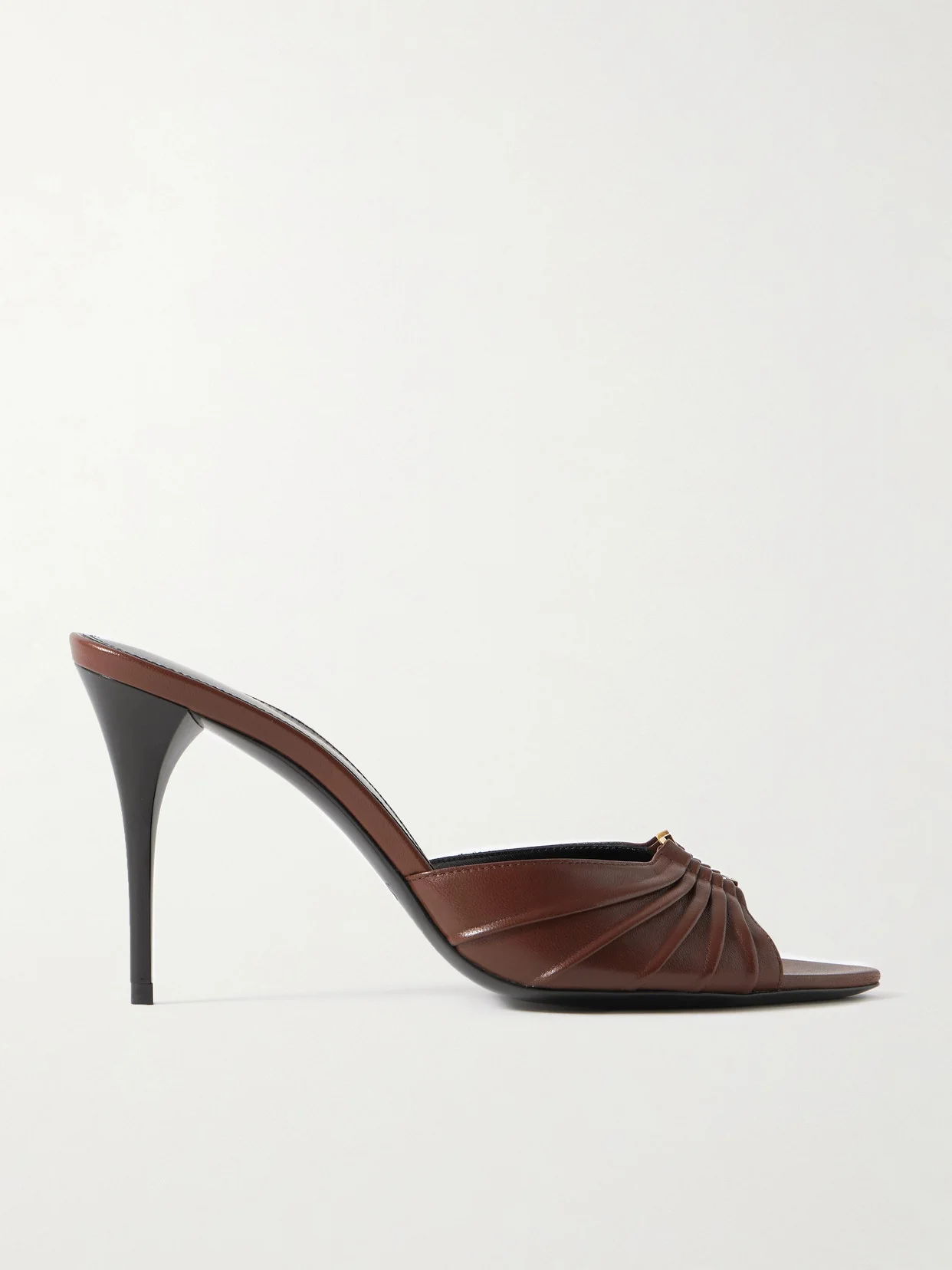 Babylone Embellished Pleated Leather Mules - 1