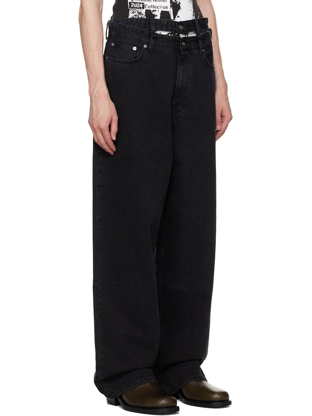 Black Multi Waistband Jeans - 2