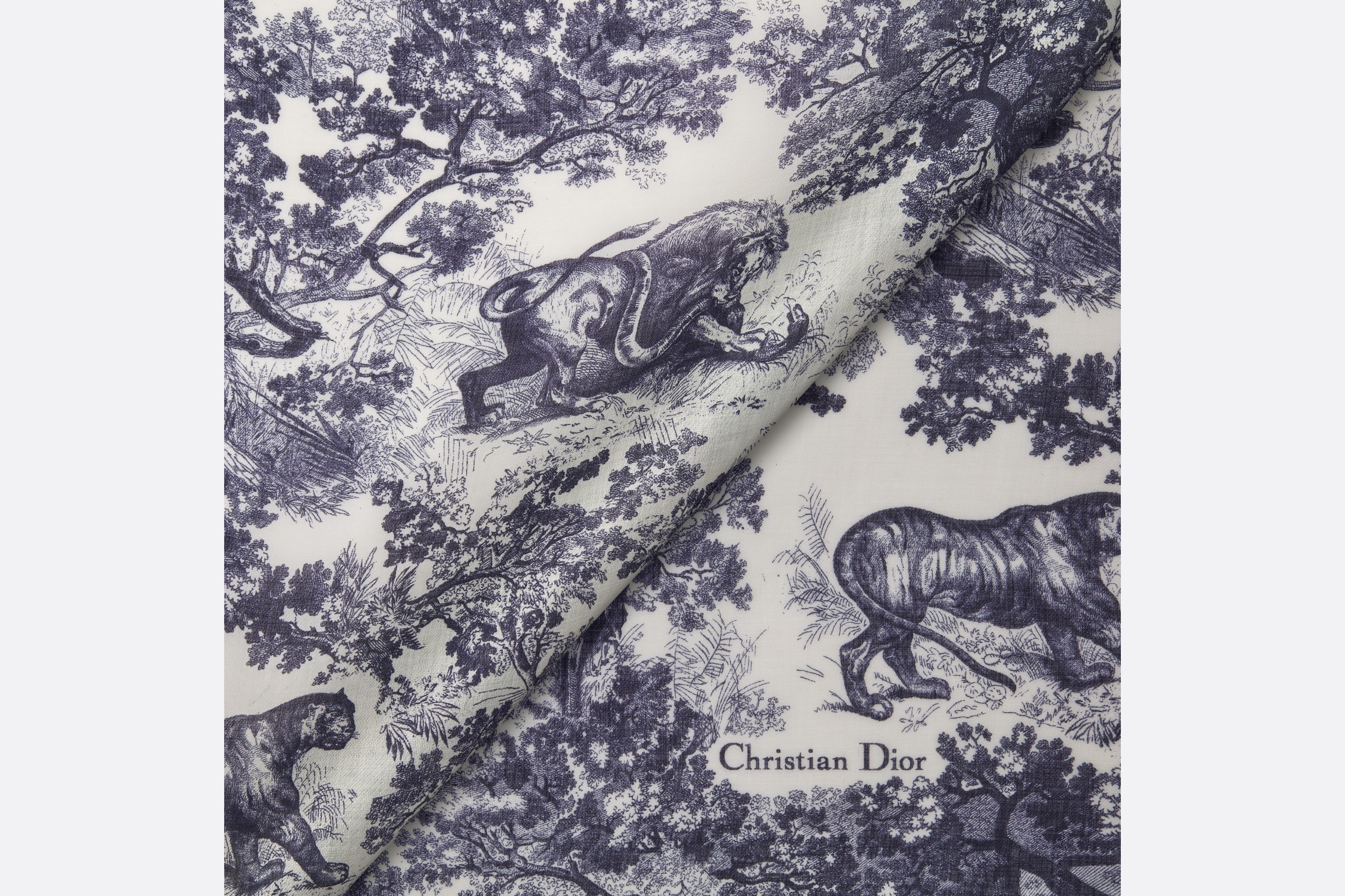 【無料郵送/関税込/正規品】 (W) Dior Toile De Jouy Sauvage St Toile de Jouy Sauvage Stole Ivory and Gray Cashmere | DIOR