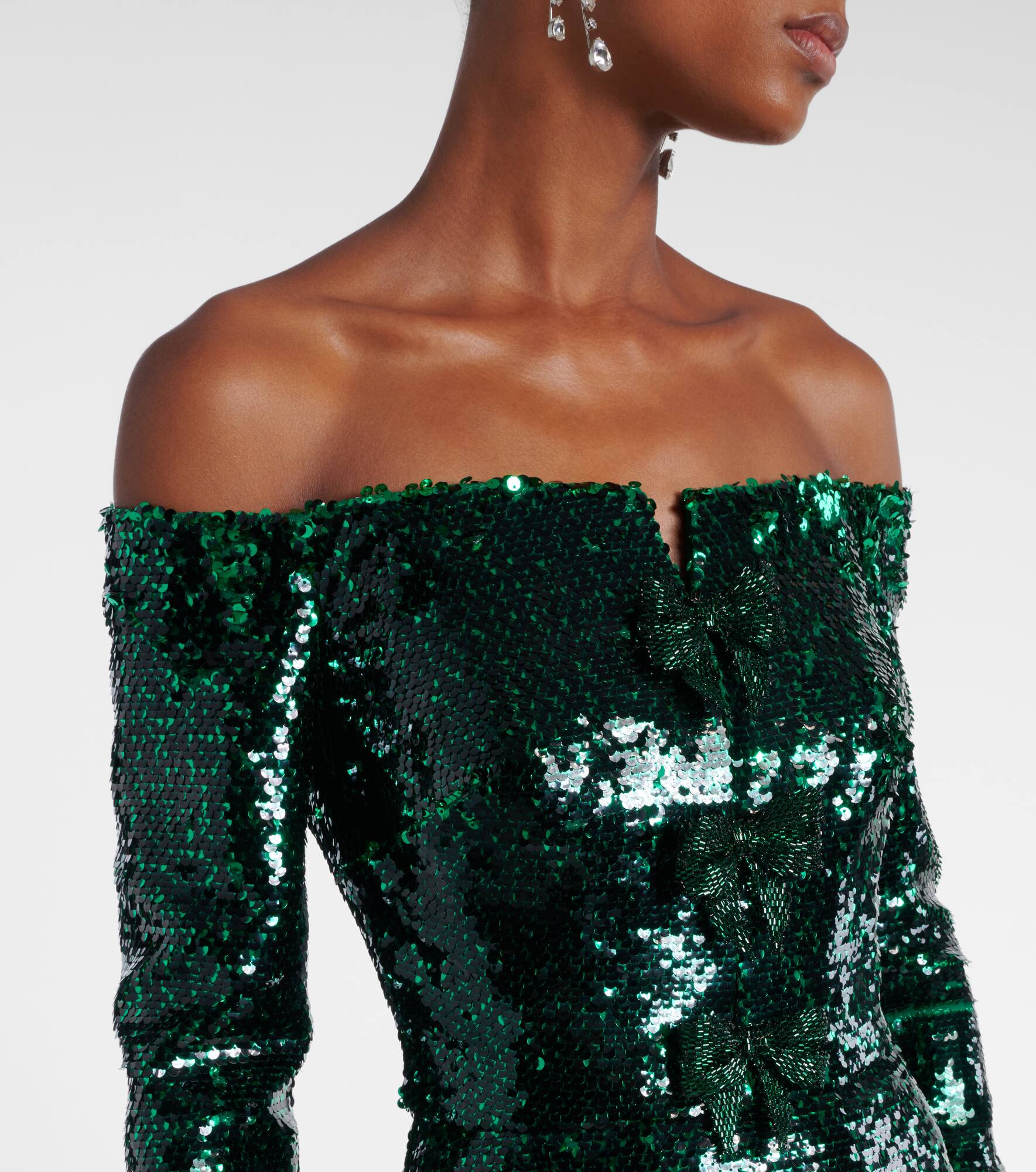 Sequined off-shoulder gown - 4