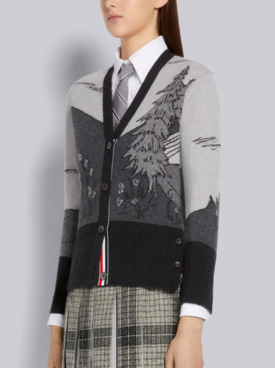 Thom Browne Fun-mix Grey Cashmere Bear and Fish Intarsia V-Neck Cardigan outlook