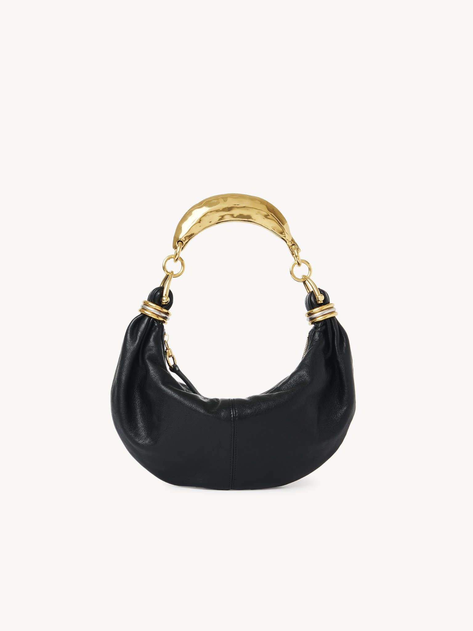 SMALL BRACELET HOBO BAG IN GRAINED LEATHER - 5