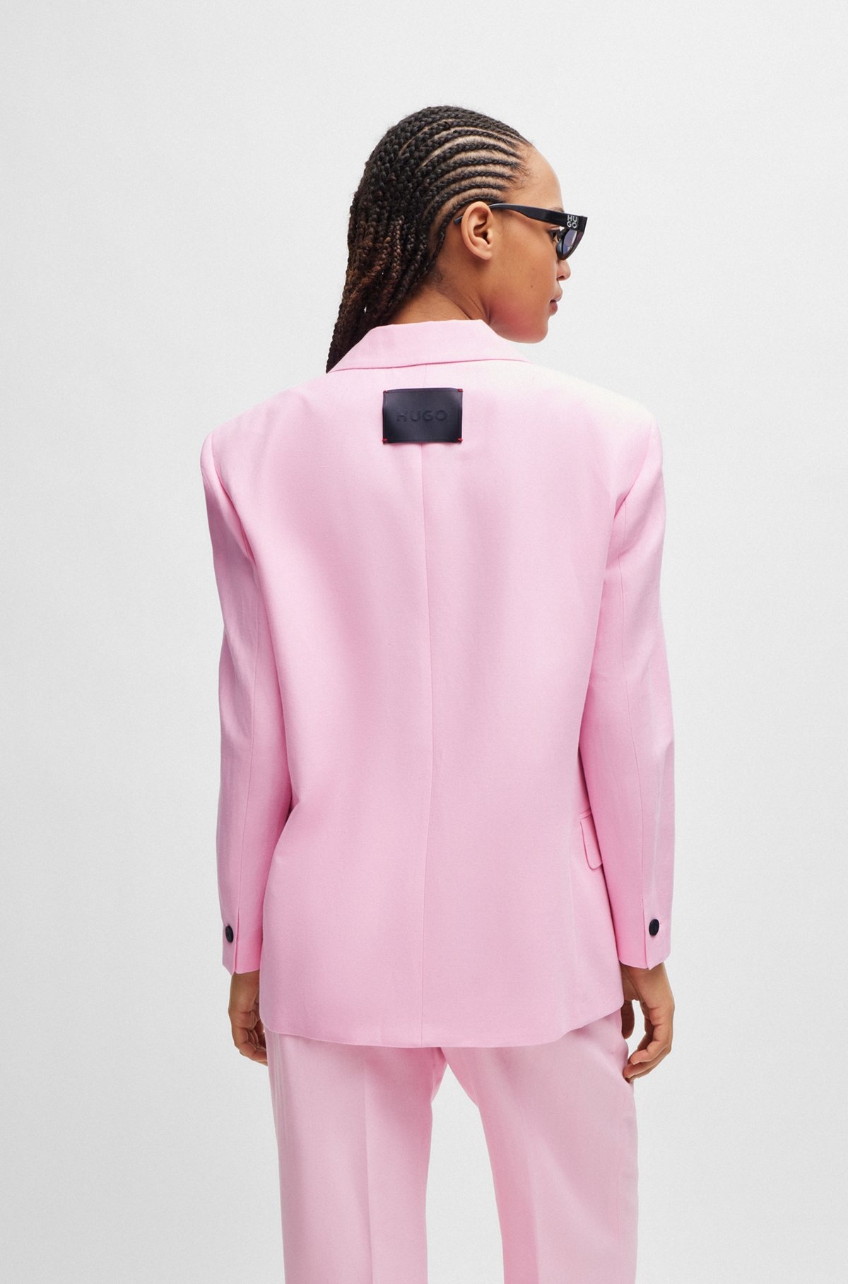 OVERSIZE-FIT JACKET IN STRETCH MATERIAL WITH LINEN - 4