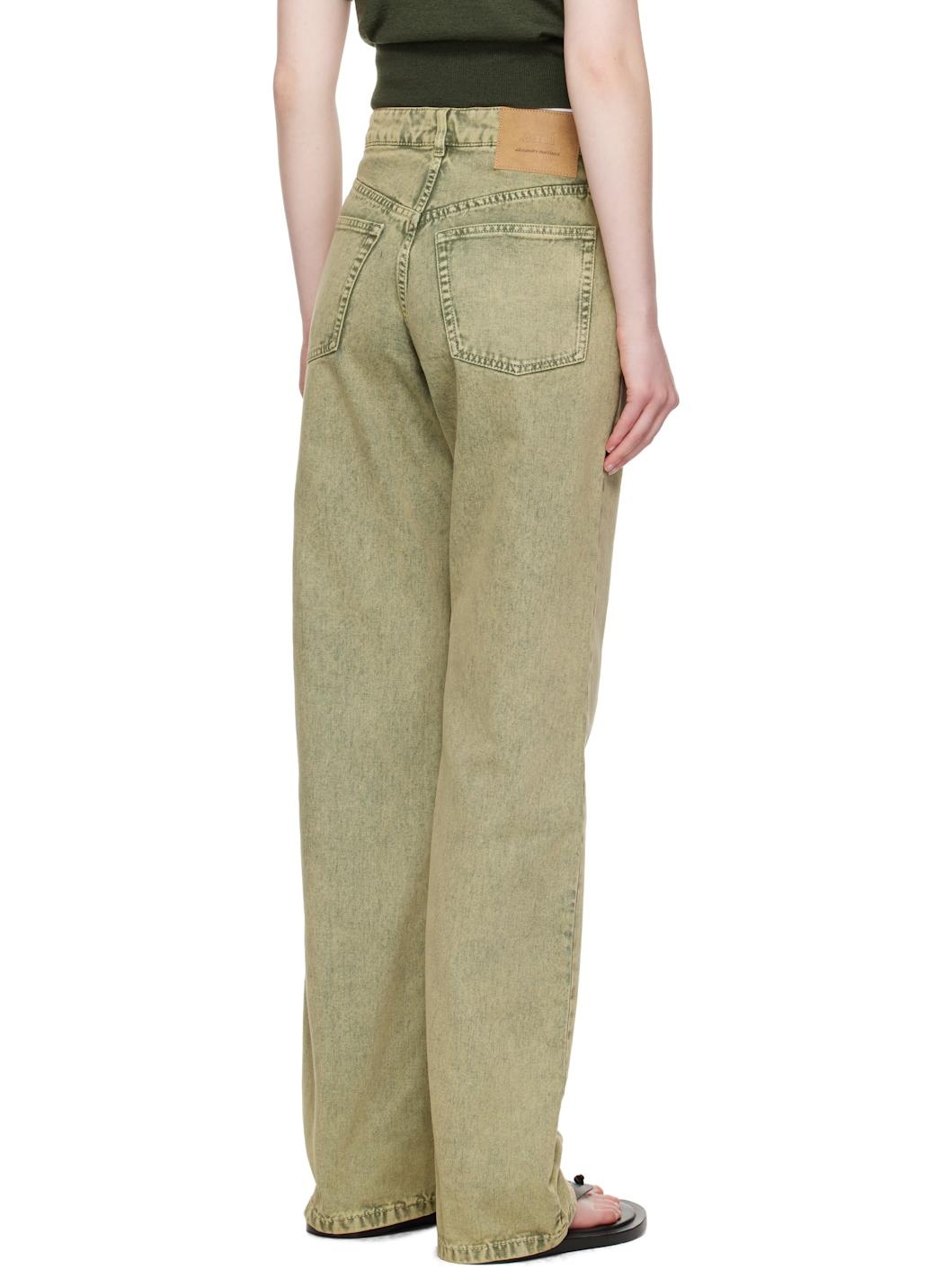 Khaki Cotton Large Fit Jeans - 3