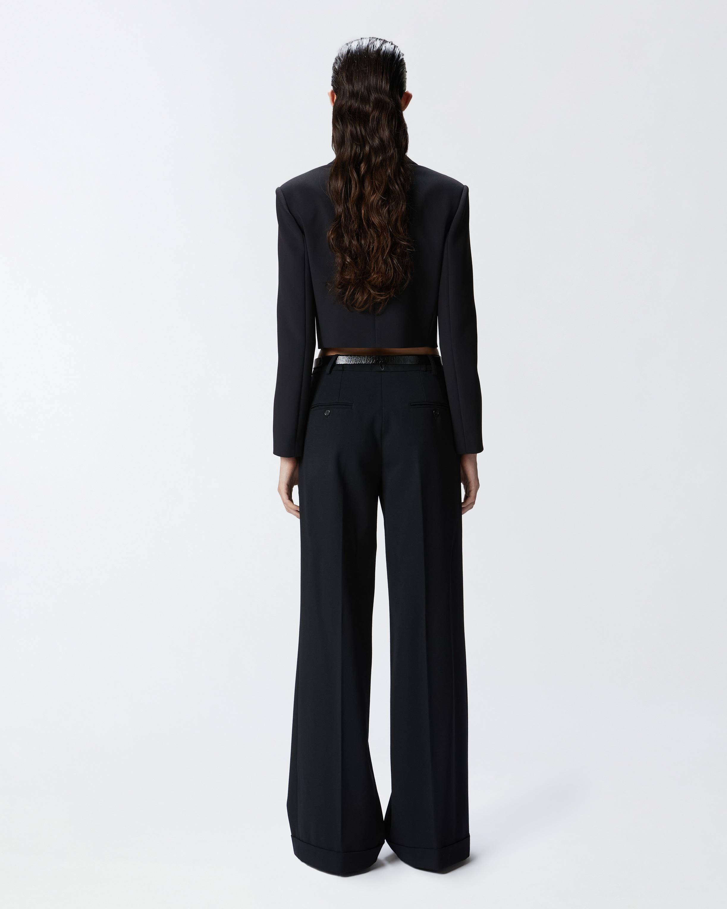 WIDE-LEG WOOL TWILL TROUSERS WITH DARTS - 4