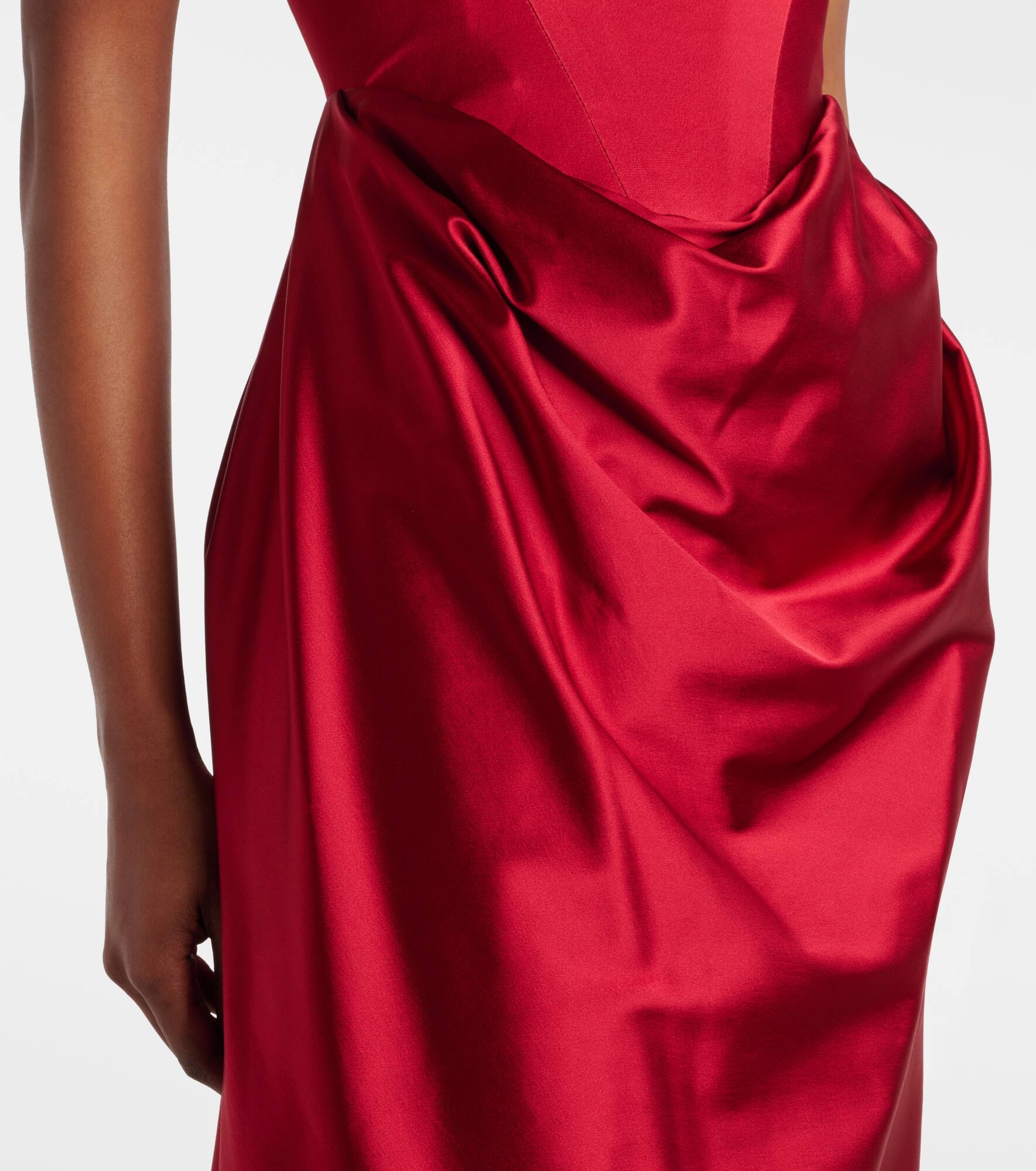 Camille draped crêpe satin bustier gown - 5