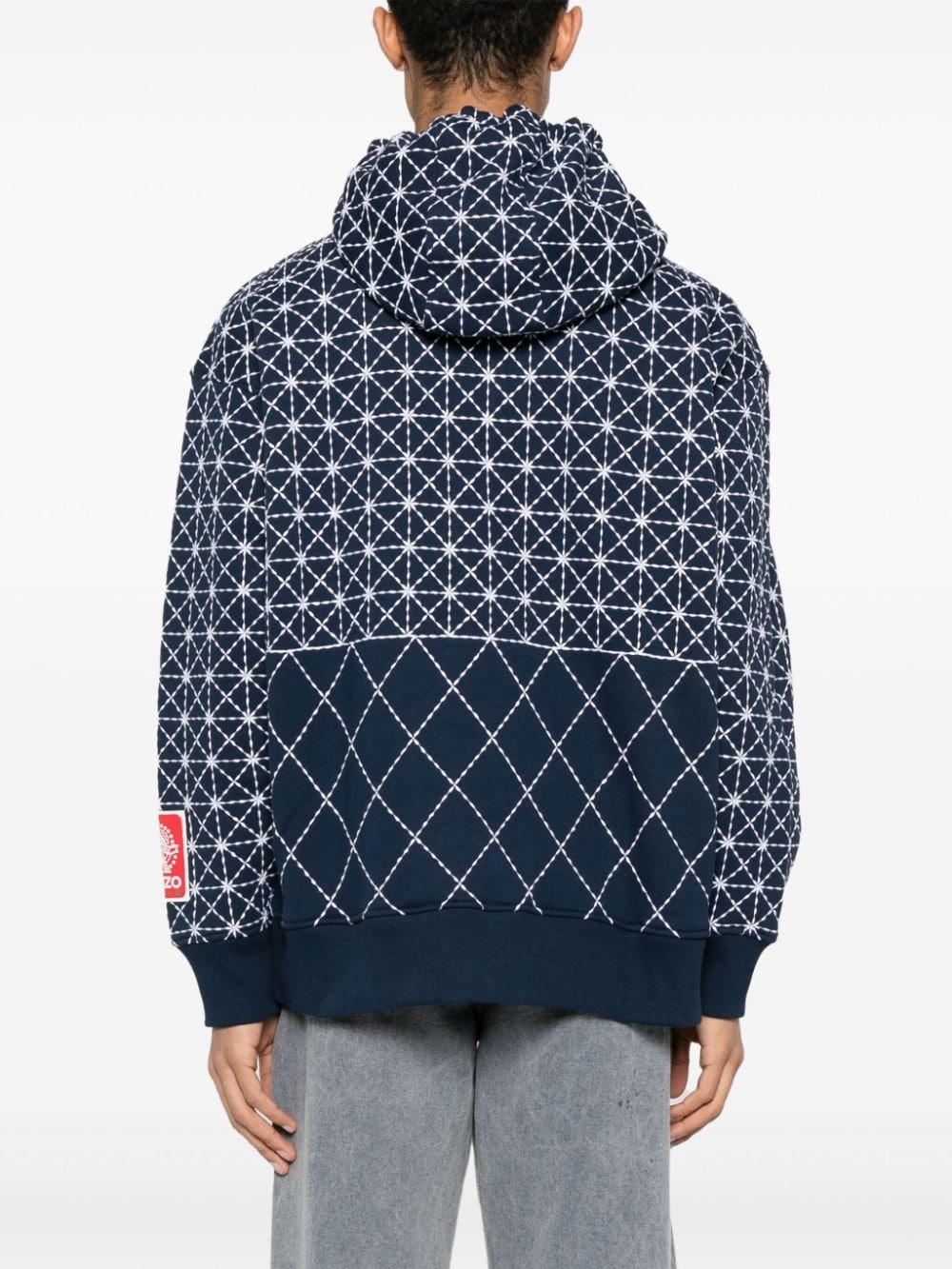 Sashiko Stitch cotton hoodie - 4