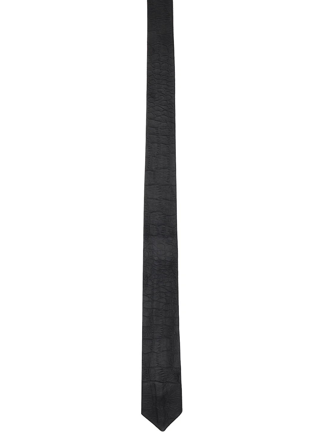 Black Croco Leather Tie - 1