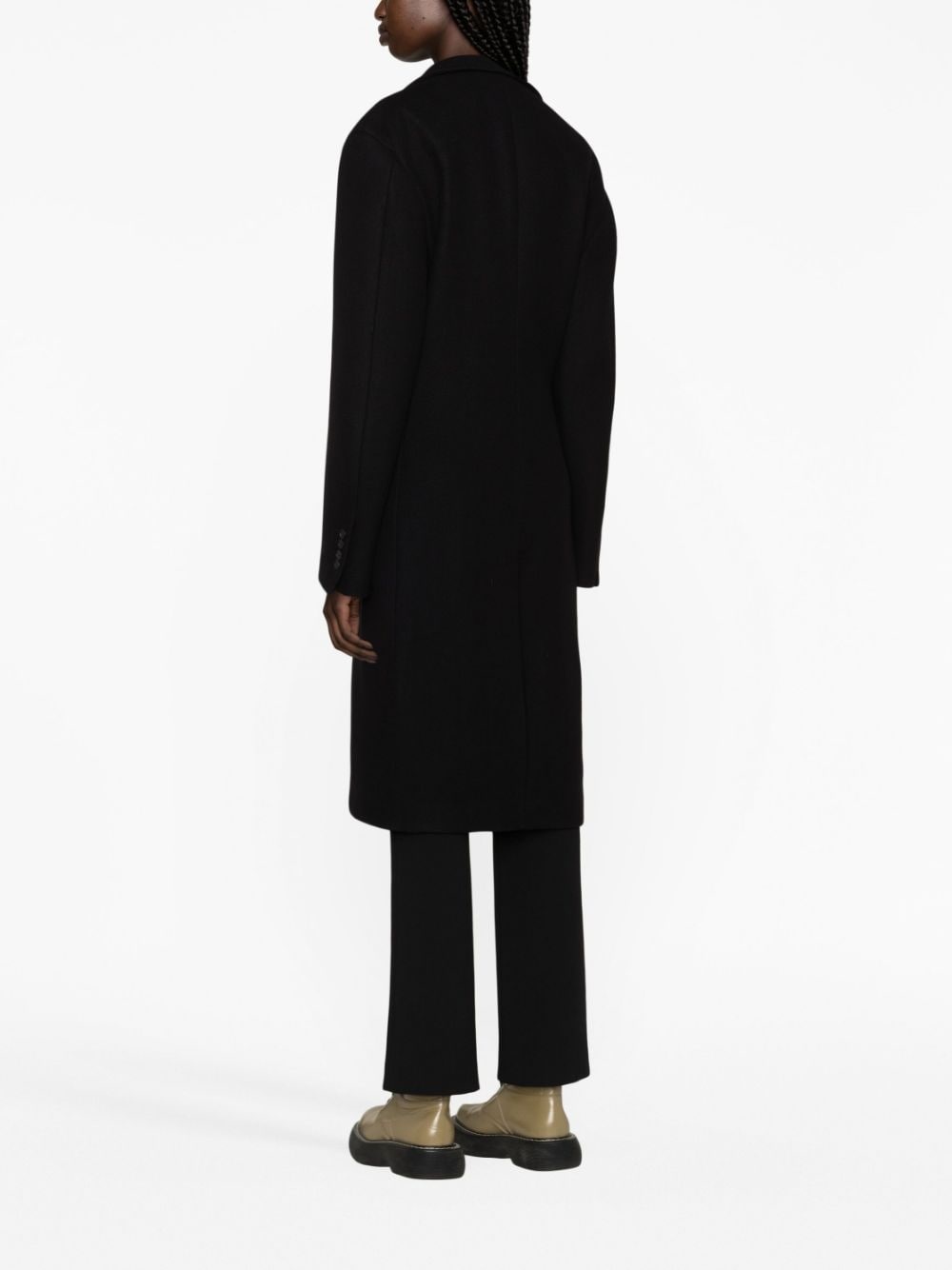 logo-embroidered single-breasted coat - 4