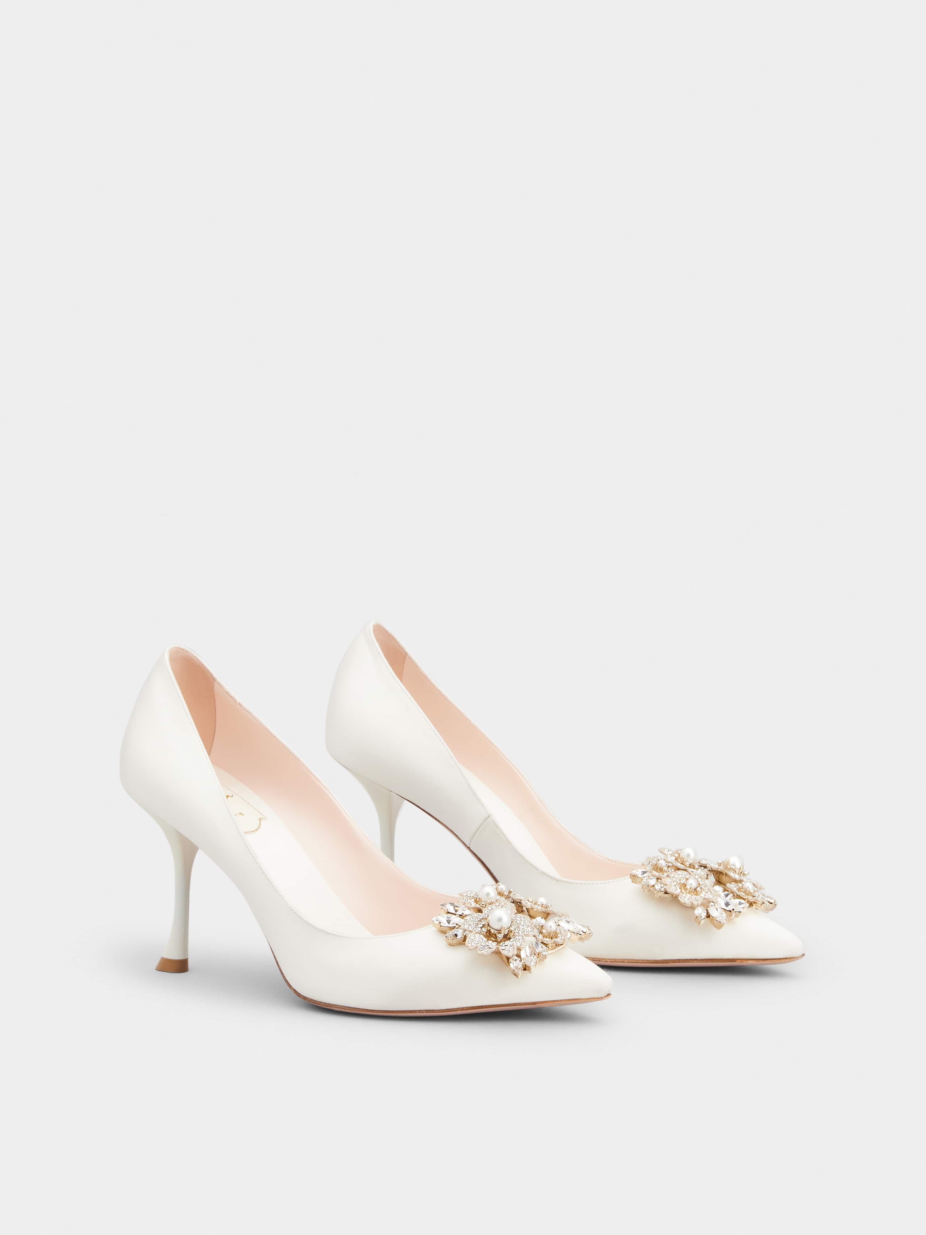RV Bouquet Strass Pearl Buckle Pumps in Satin - 2