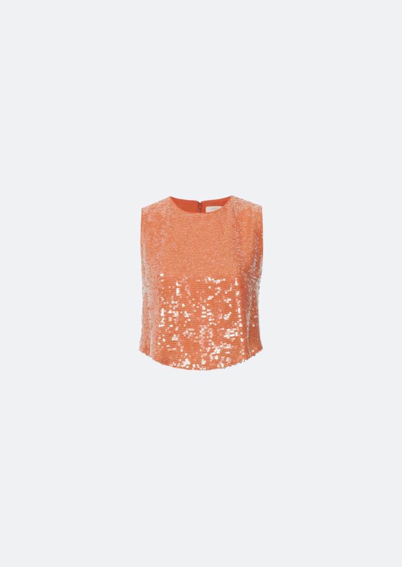 Sequin Cropped Round Hem Tank - 1