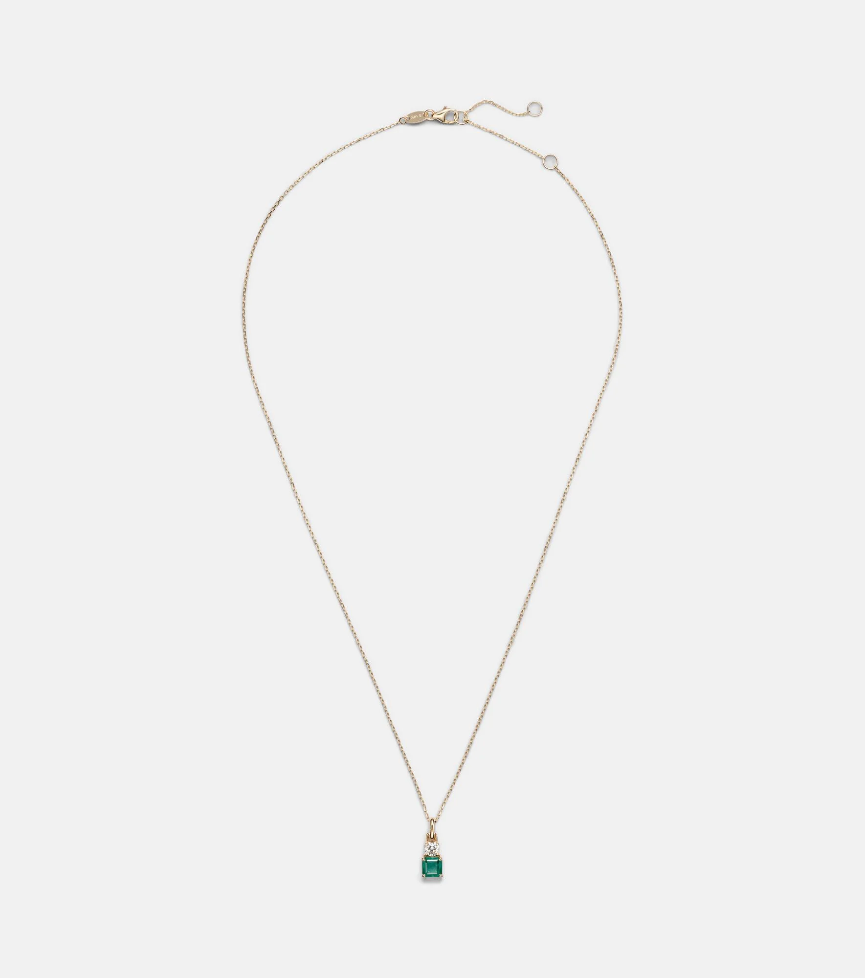 Luxe 14kt gold (585/1000) necklace with emerald and diamond - 1