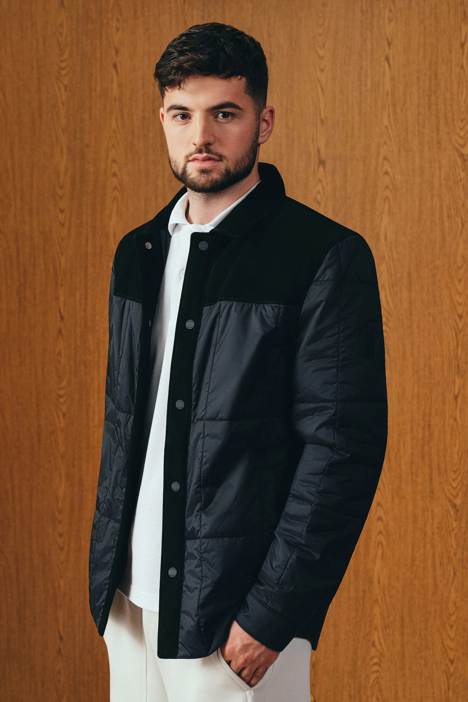 HENRIK Mixed-Media Suede Shirt Jacket - 1