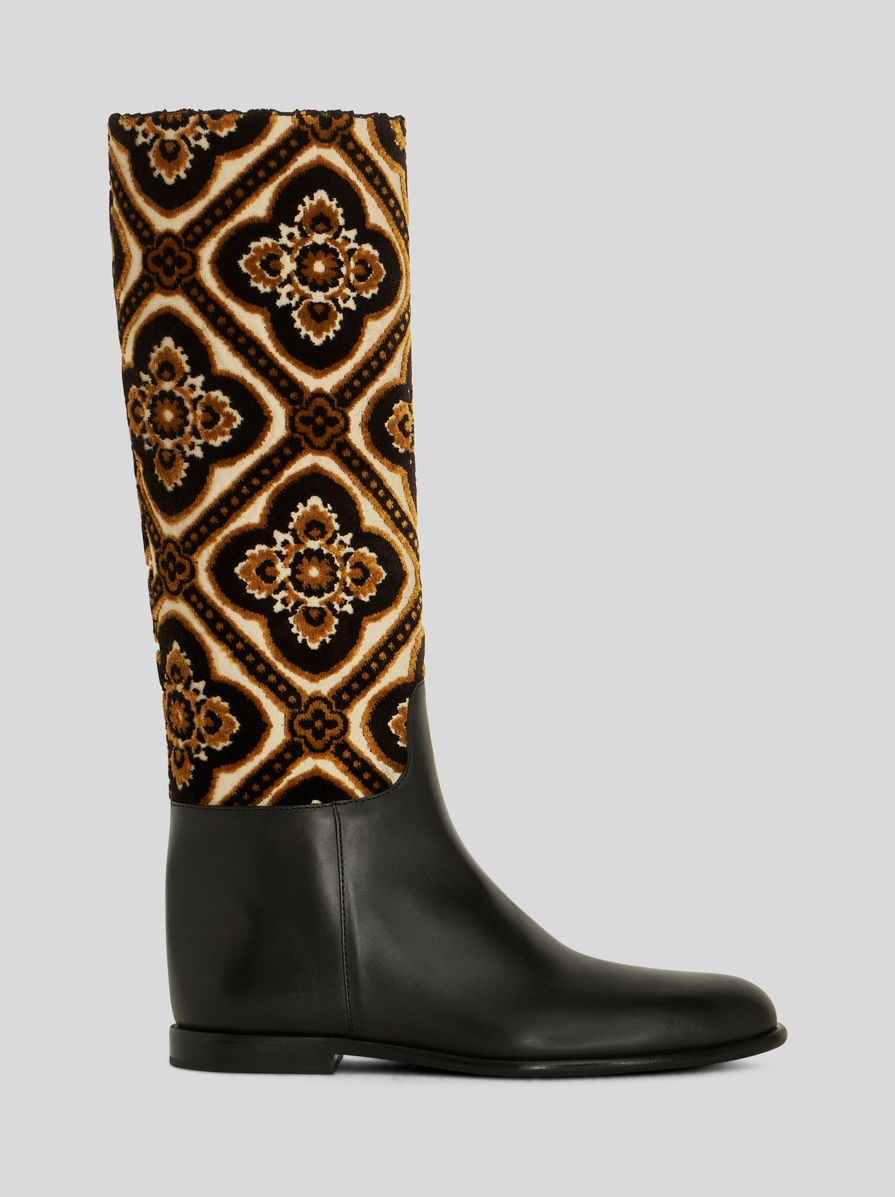 JACQUARD FABRIC RIDING BOOTS - 1