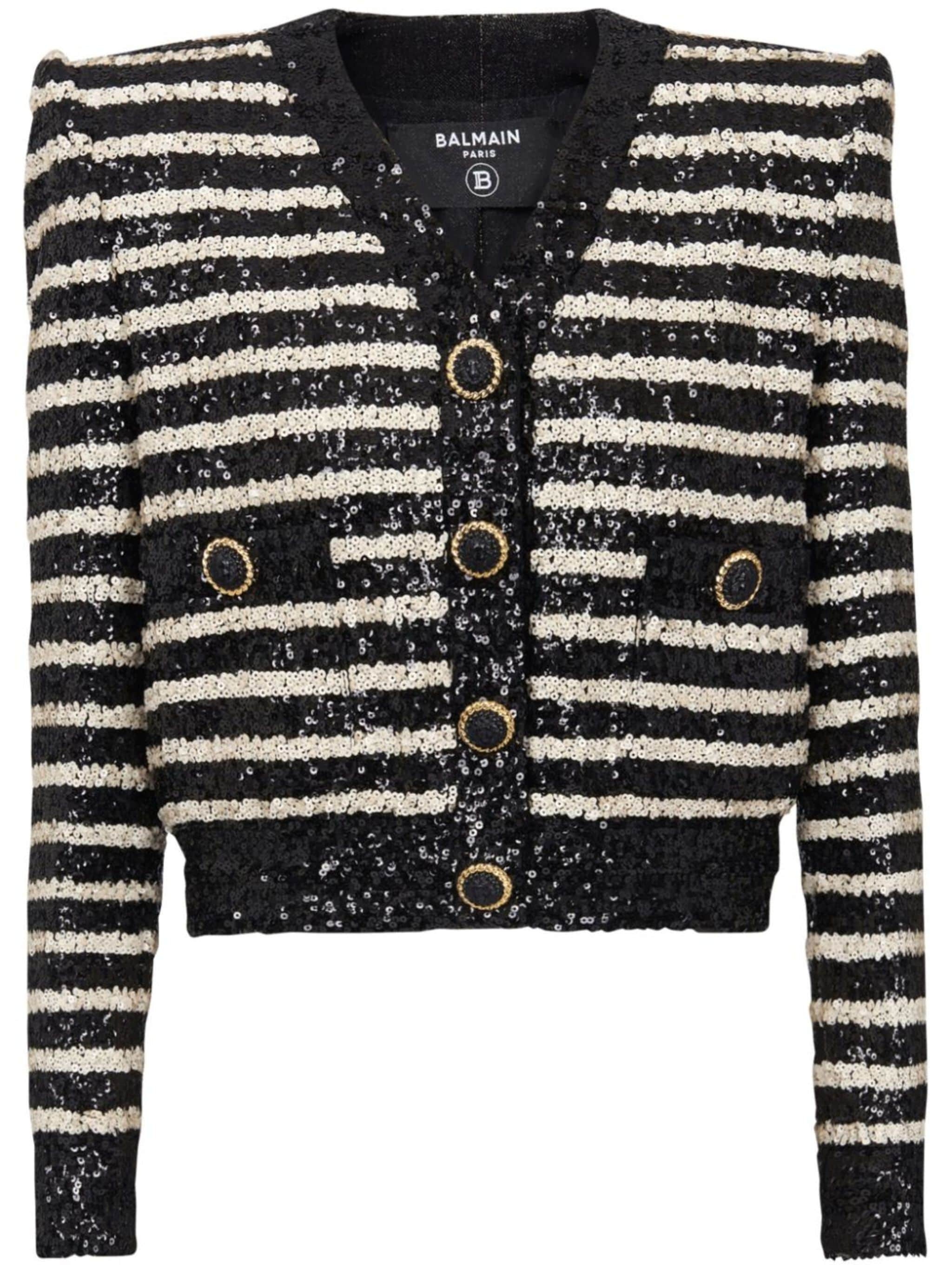 striped sequinned jacket - 1