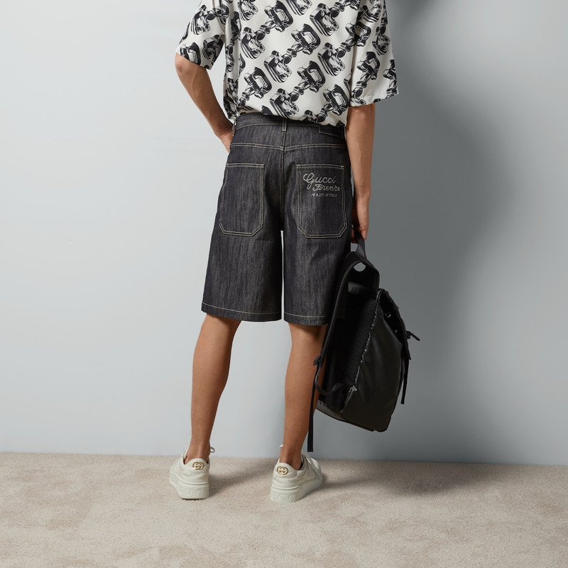 Denim shorts with jacquard detail 6