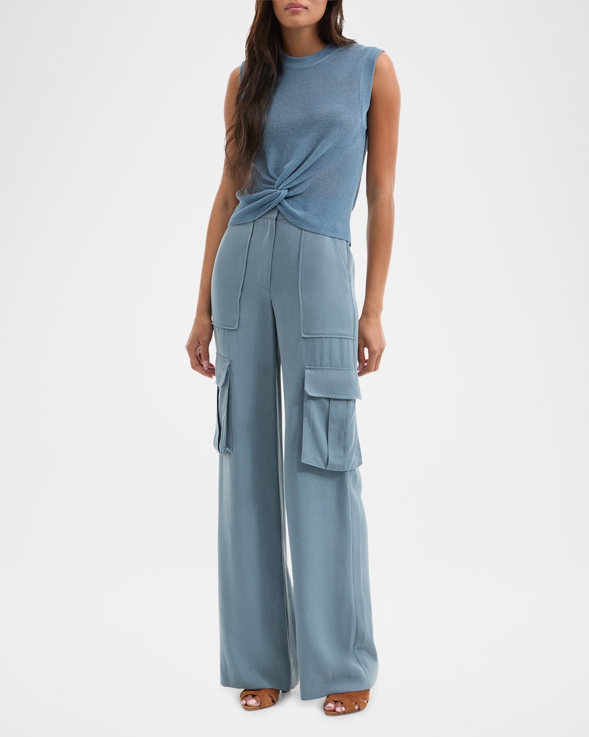 VERONICA BEARD Kellen Sleeveless Twist-Front Sweater